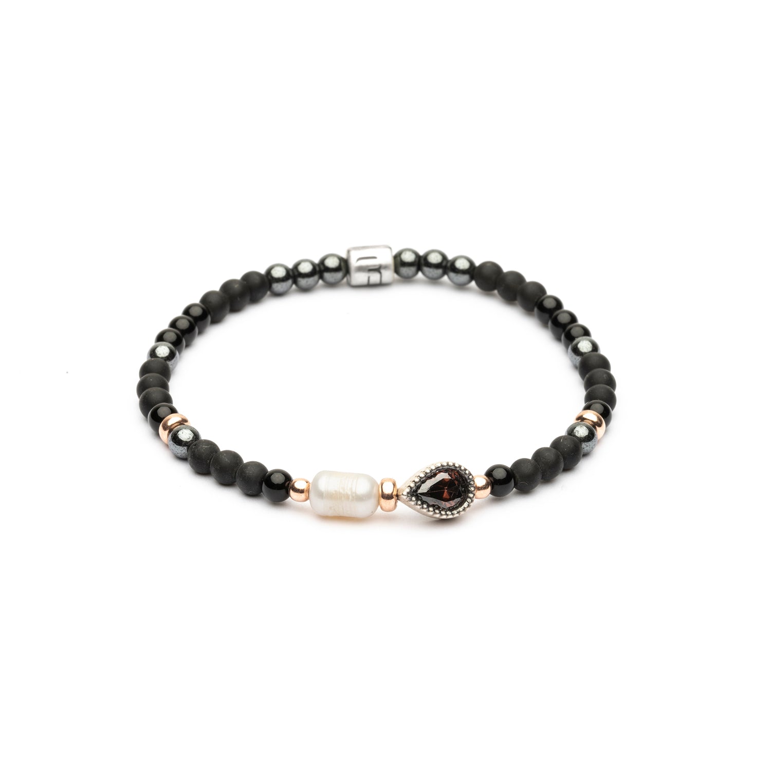 Pulsera Elástica Bolas Plata Perla
