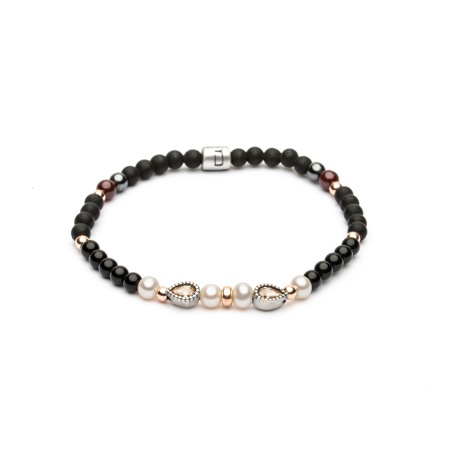 Pulsera Elástica Bolas Plata Perla