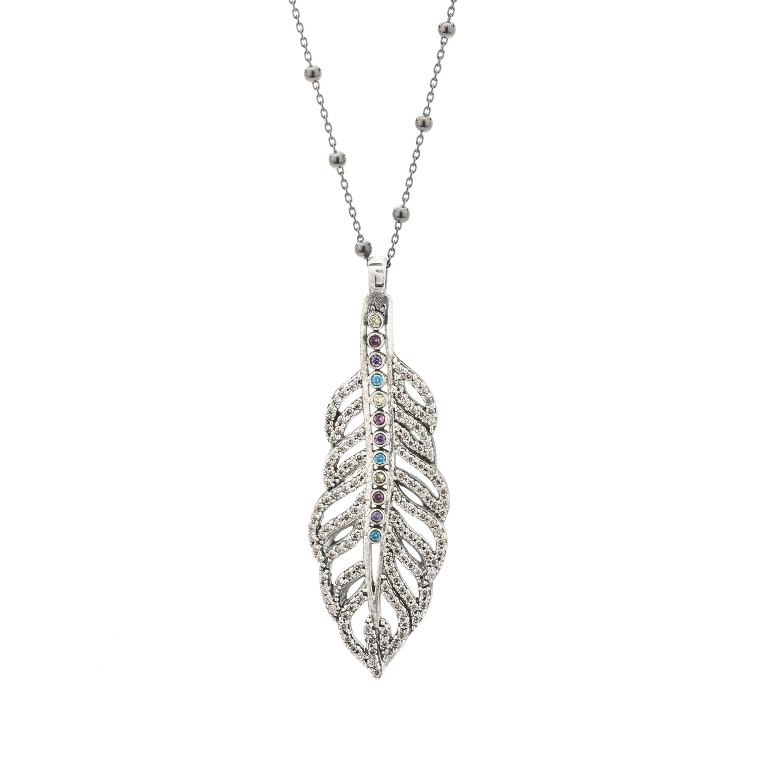 Colgante Grande Plata Pluma