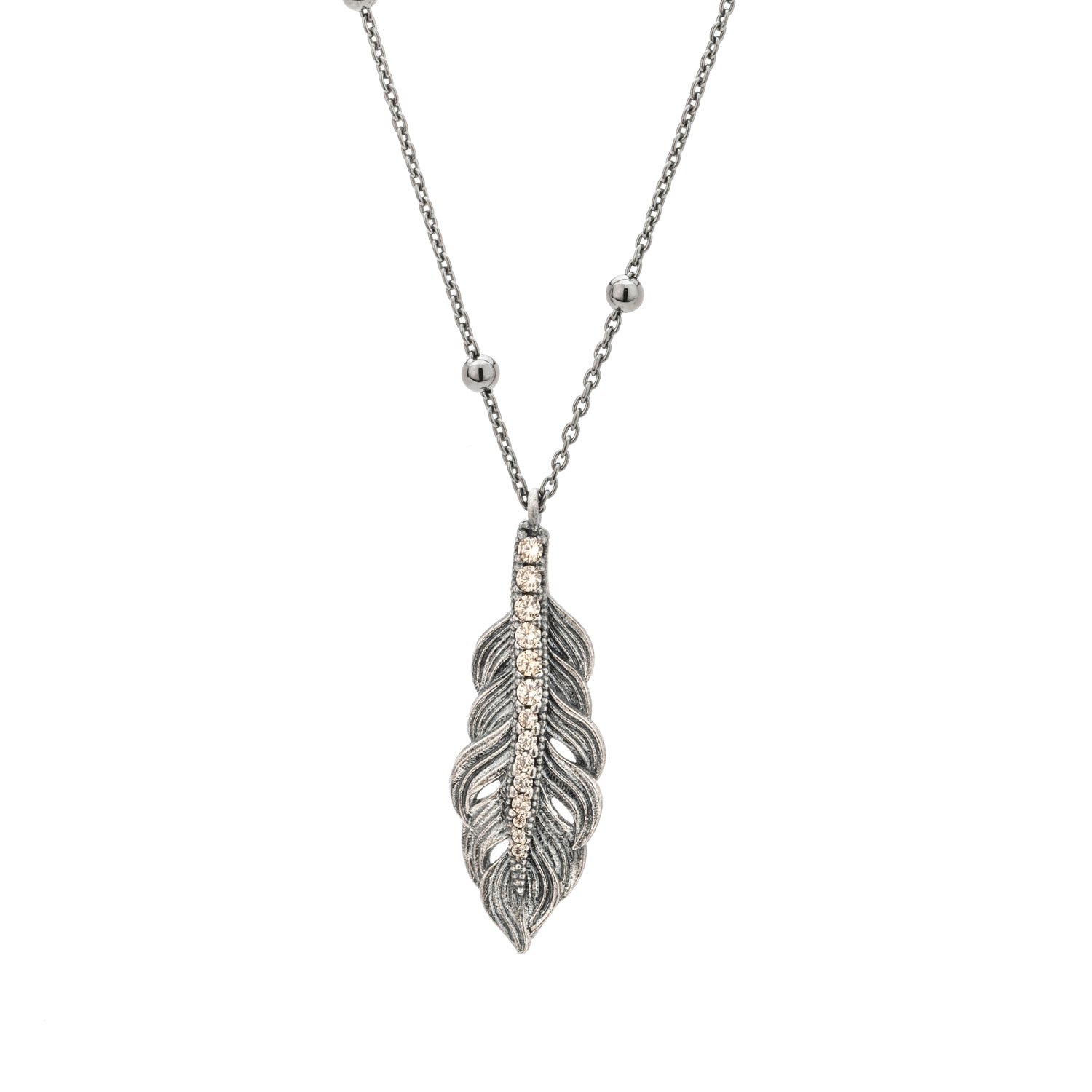 Colgante Plata Pluma Circonitas Cava