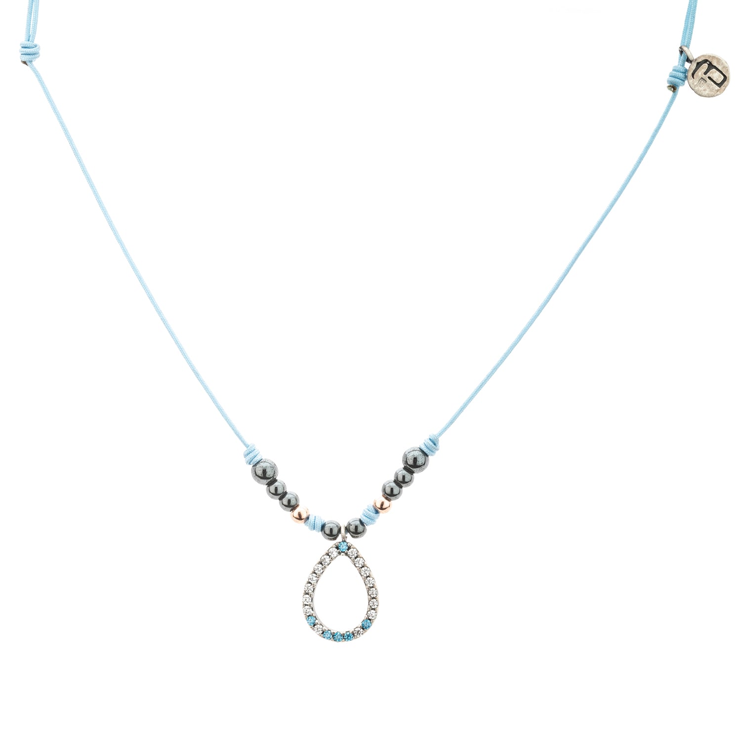 Colgante Plata Macramé Gota