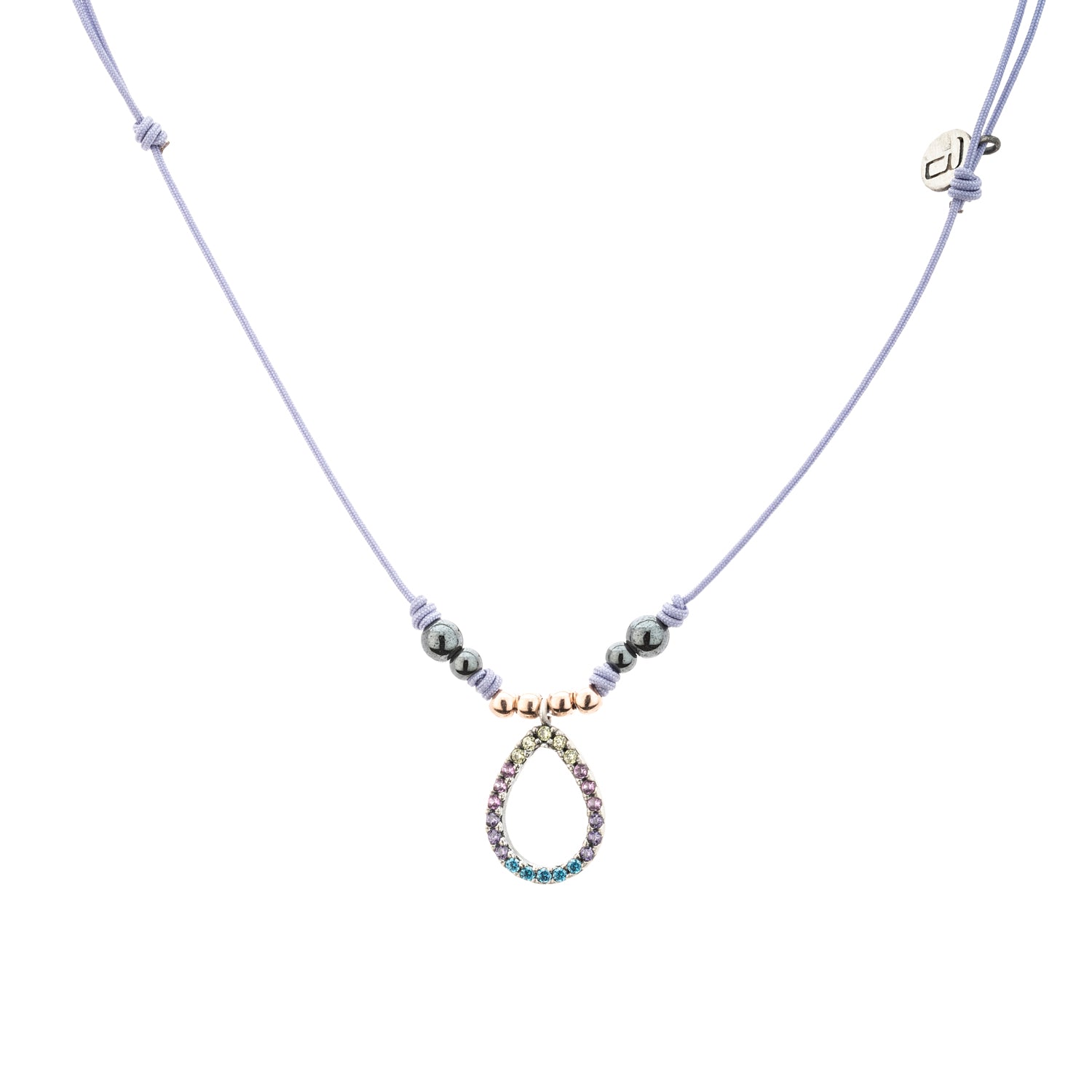 Colgante Plata Macramé Gota