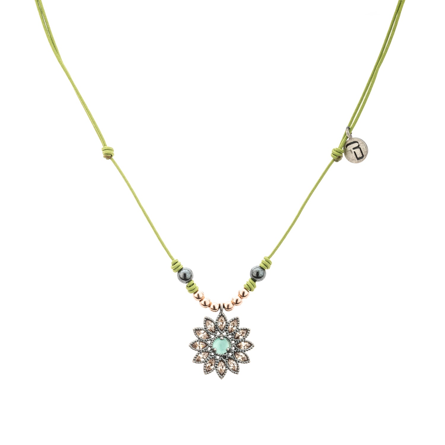 Colgante Plata Macramé Navettes