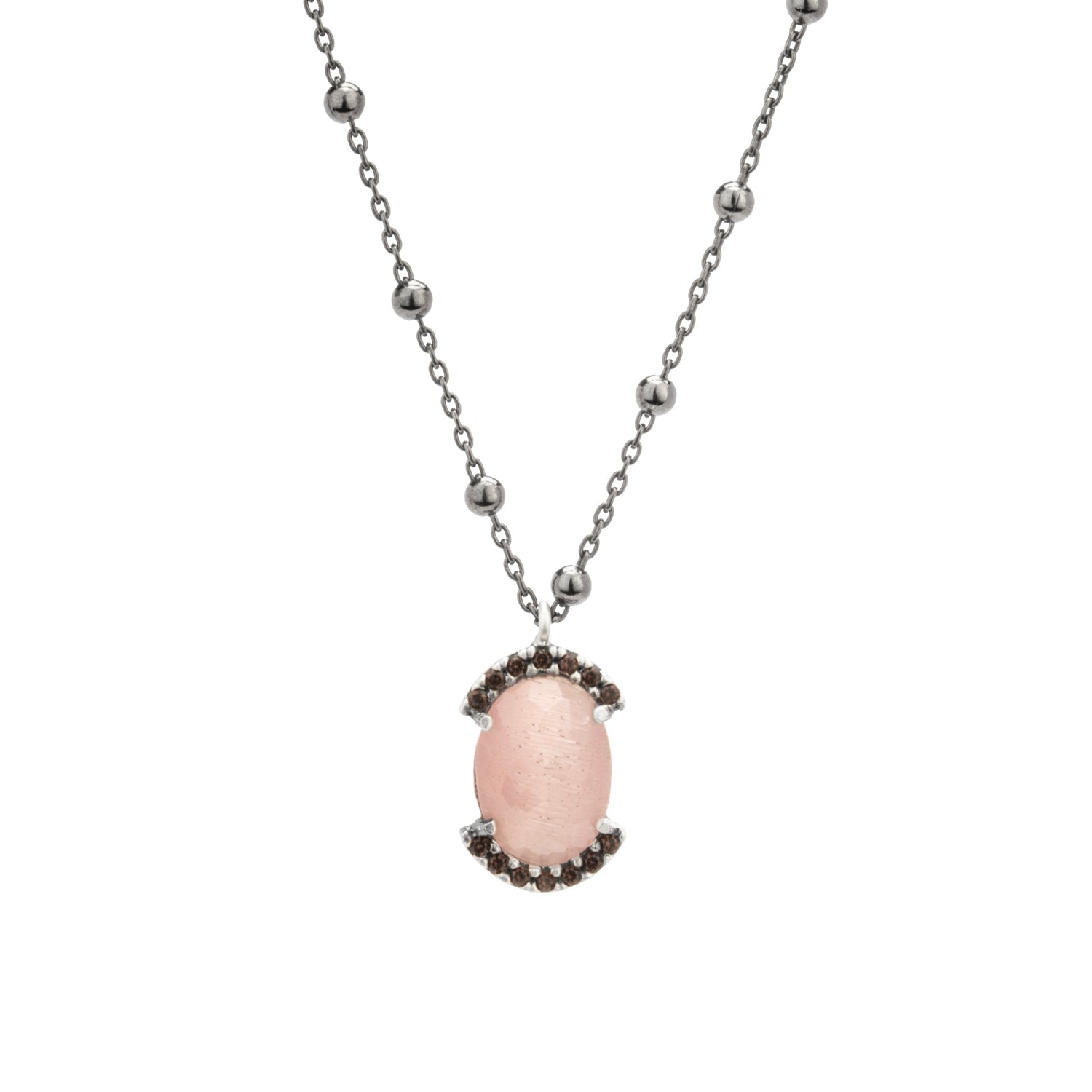 Colgante plata ojo gato rosa, orla circos brown