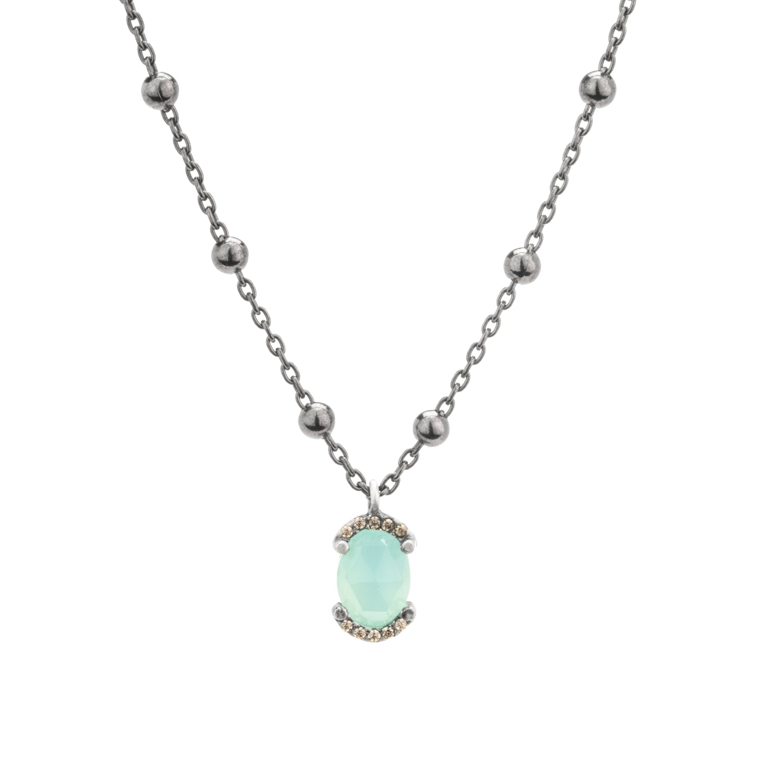 Colgante plata pequeño calcedonia, orla circo cava