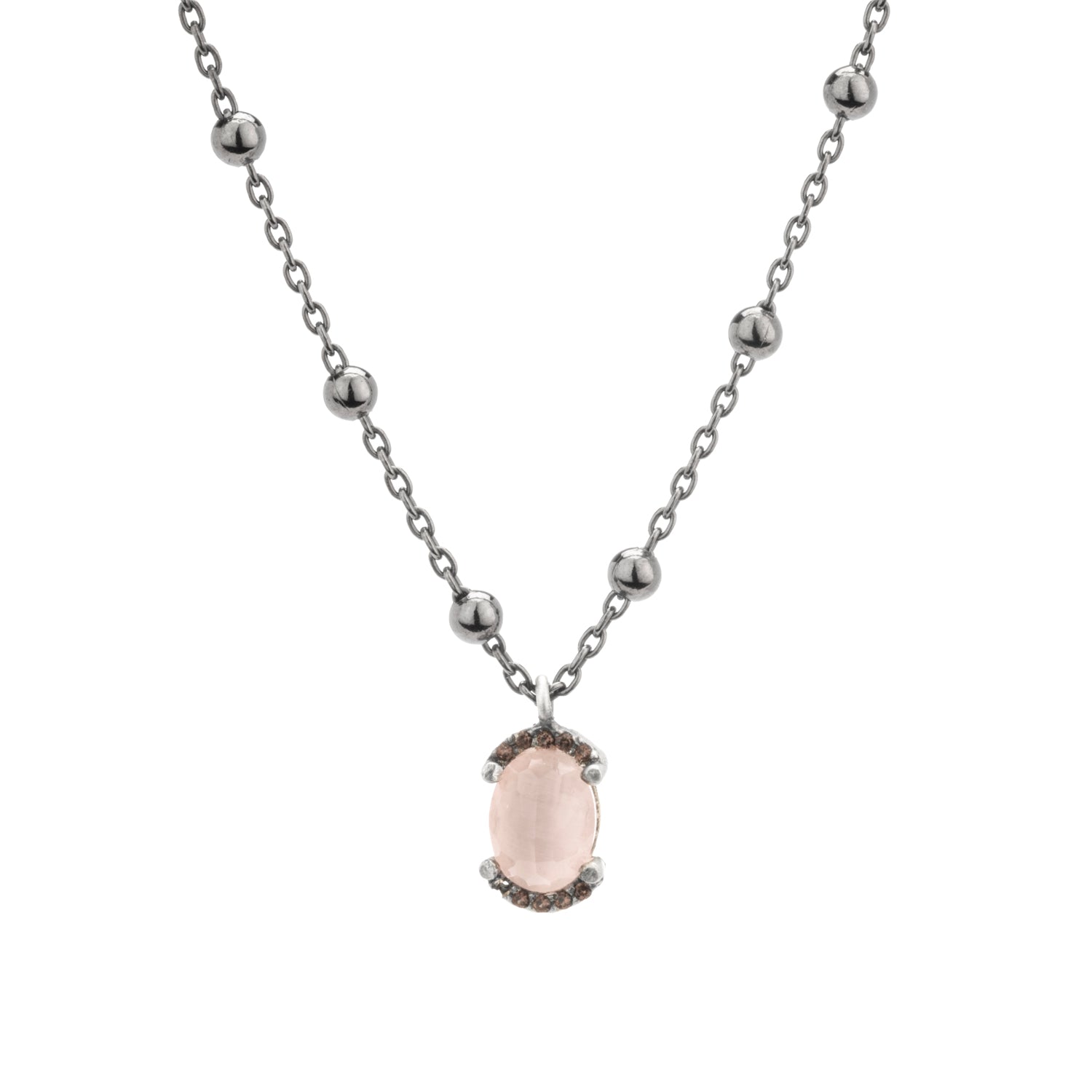 Colgante plata pequeño ojo gato rosa, orla circos brown
