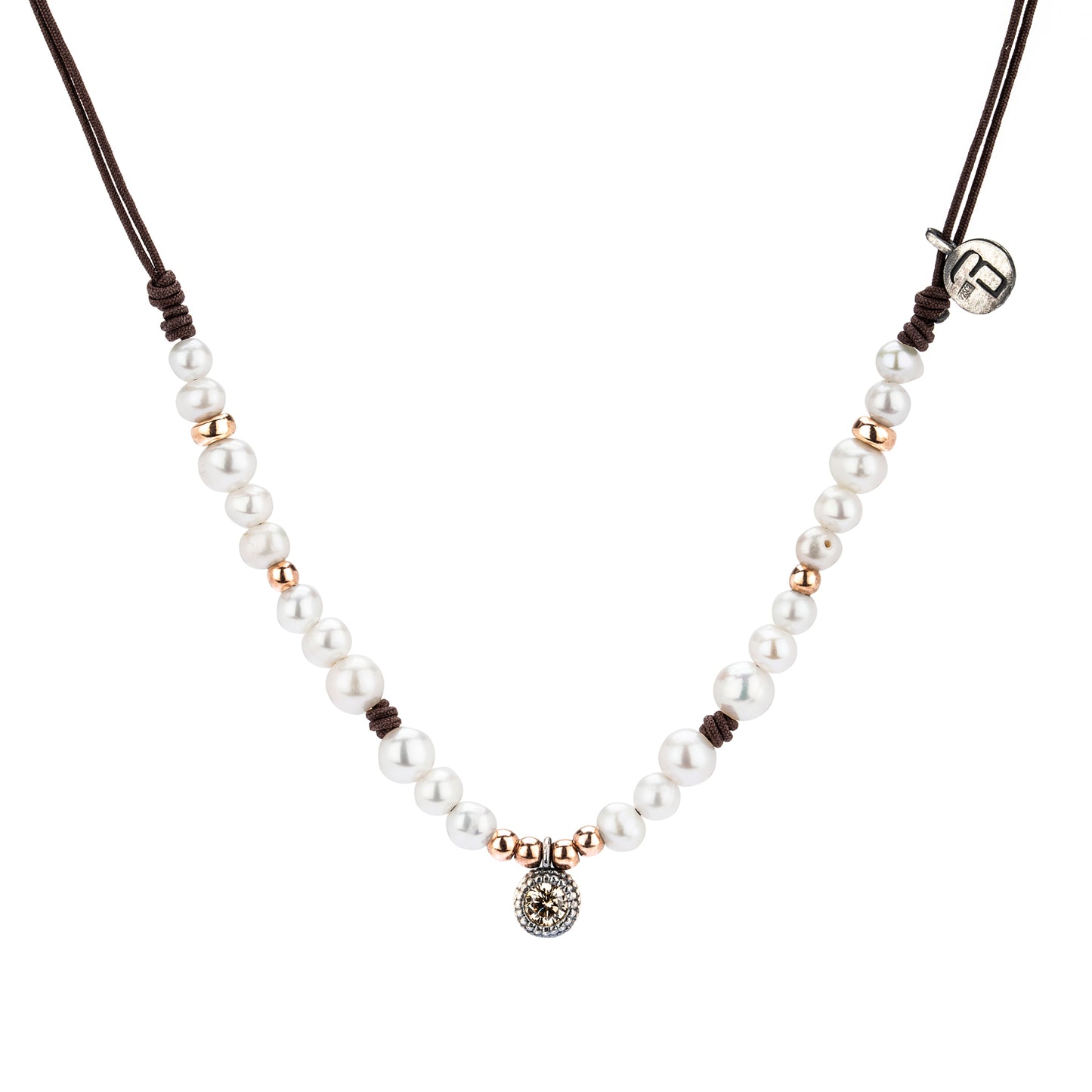C914 COLGANTE MACRAMÉ DE PLATA, PERLAS, CIRCONITA CAVA
