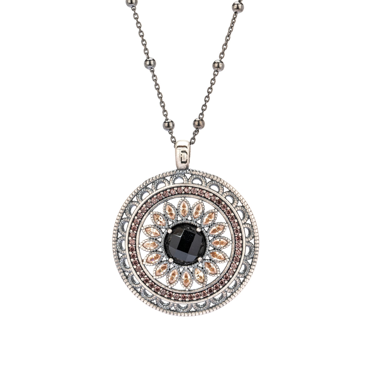 C921 COLGANTE PLATA ÓNIX FACETADO, CIRCONITAS CAVA, BROWN