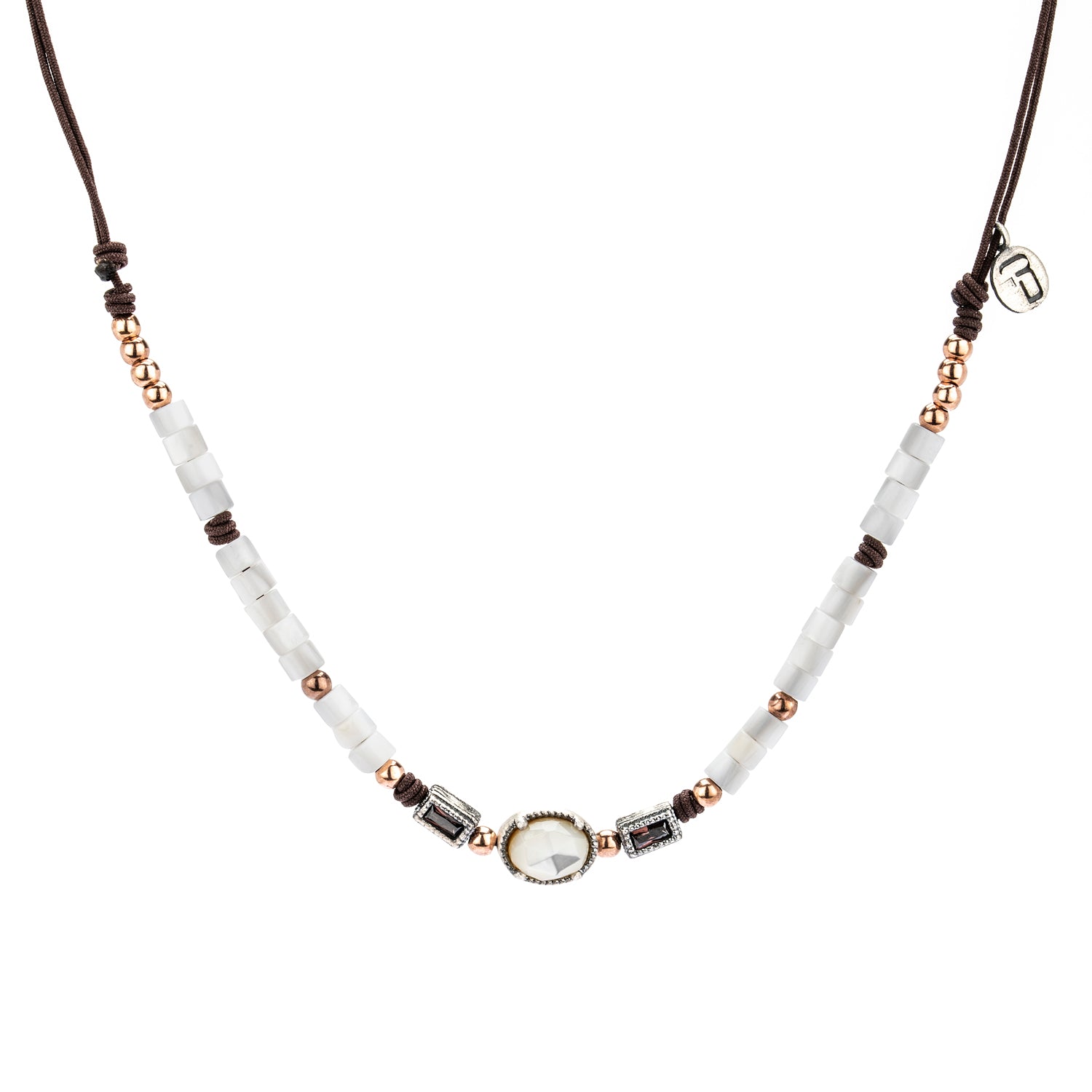 Colgante macramé plata