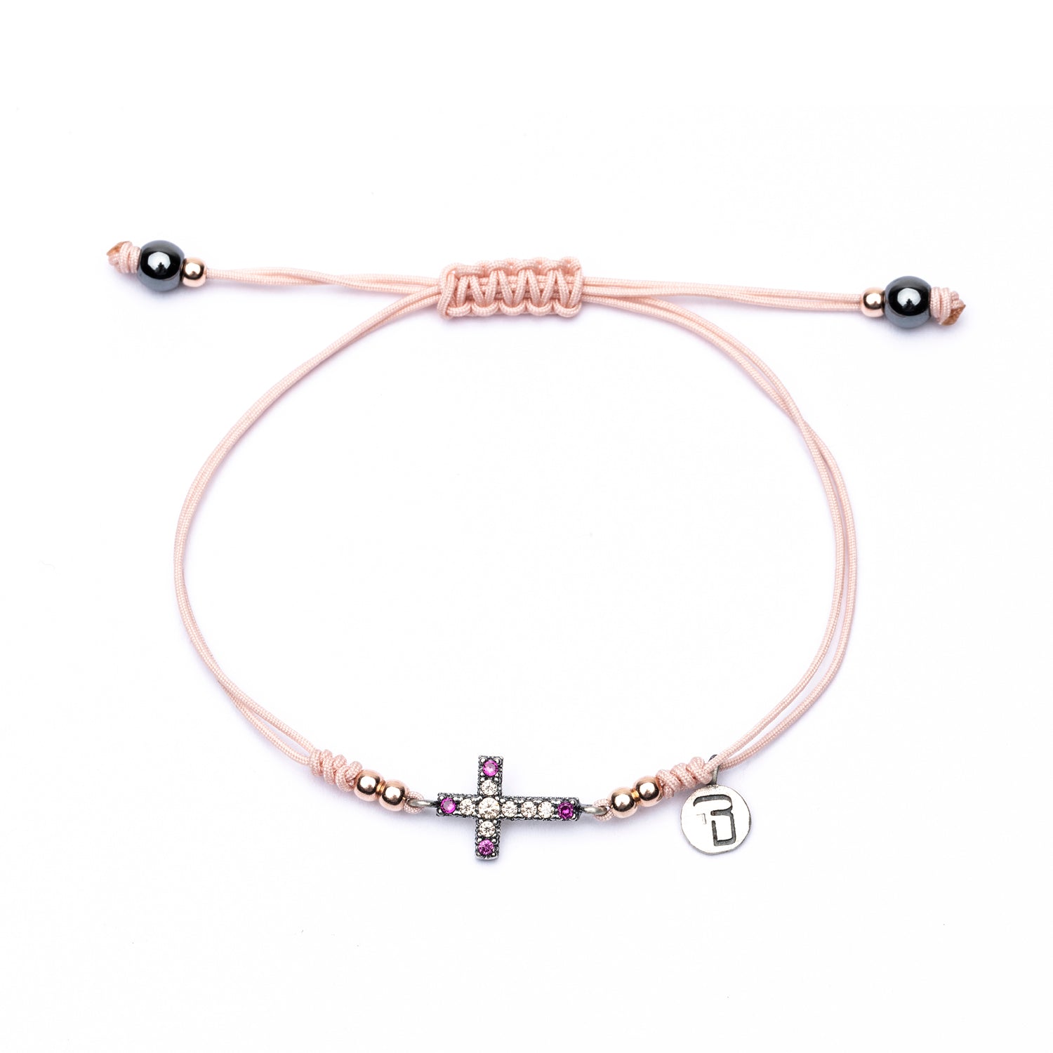 Pulsera Plata Macramé Cruz