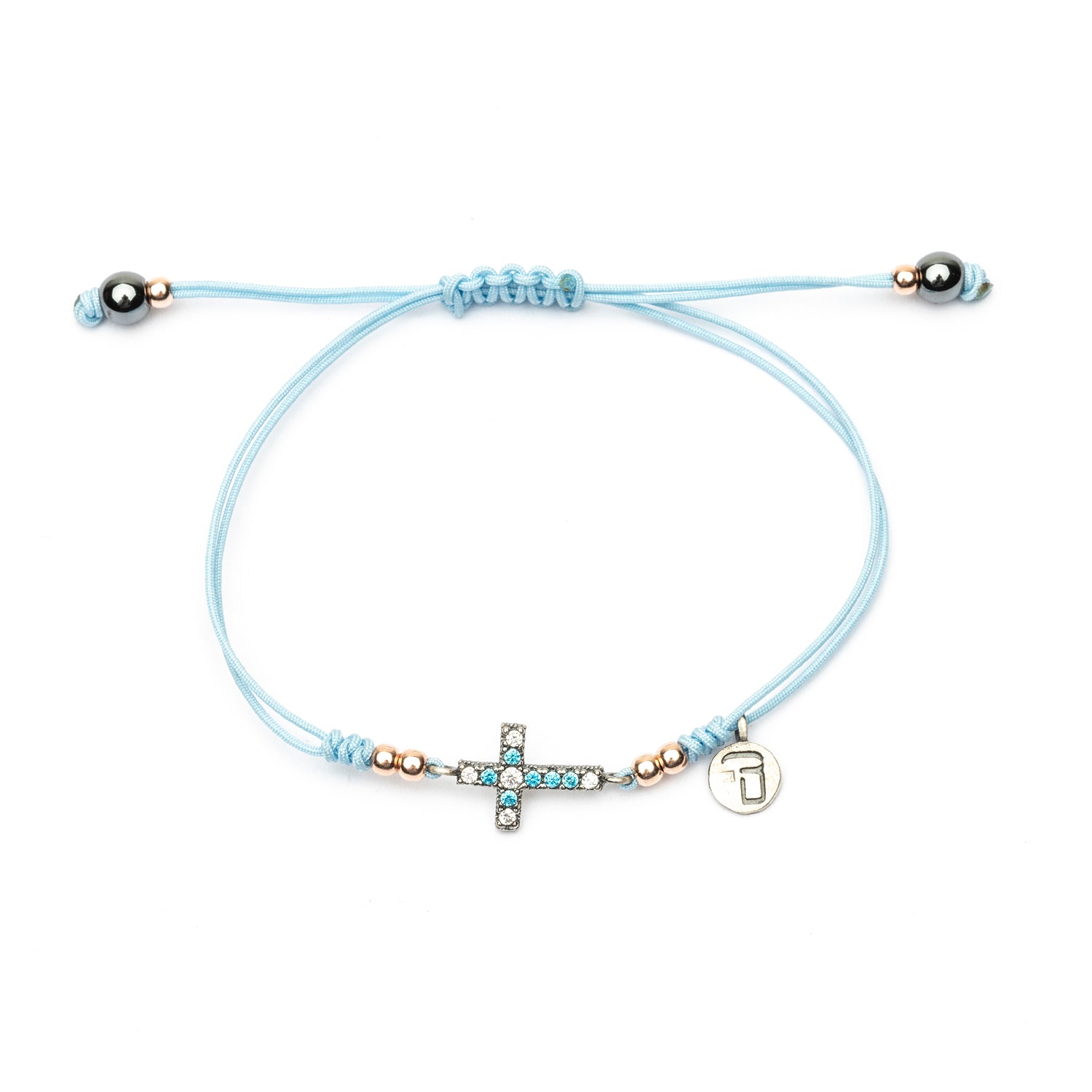 Pulsera Plata Macramé Cruz