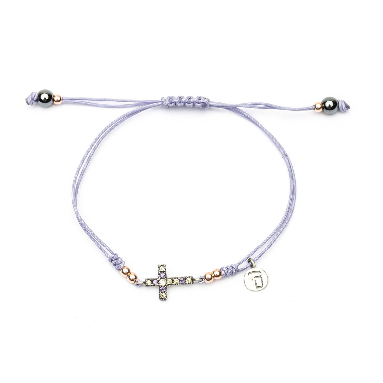 Pulsera Plata Macramé Cruz