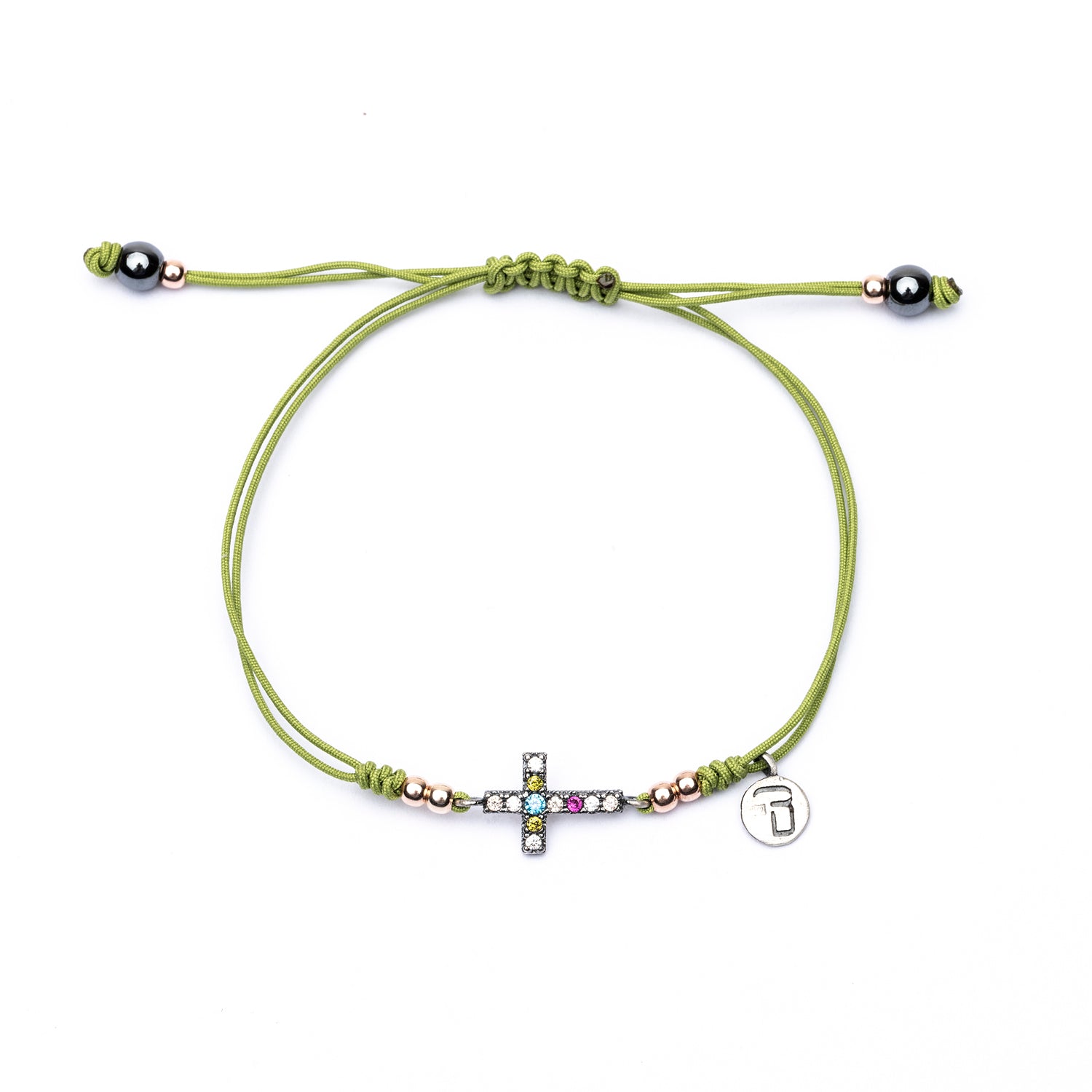 Pulsera Plata Macramé Cruz