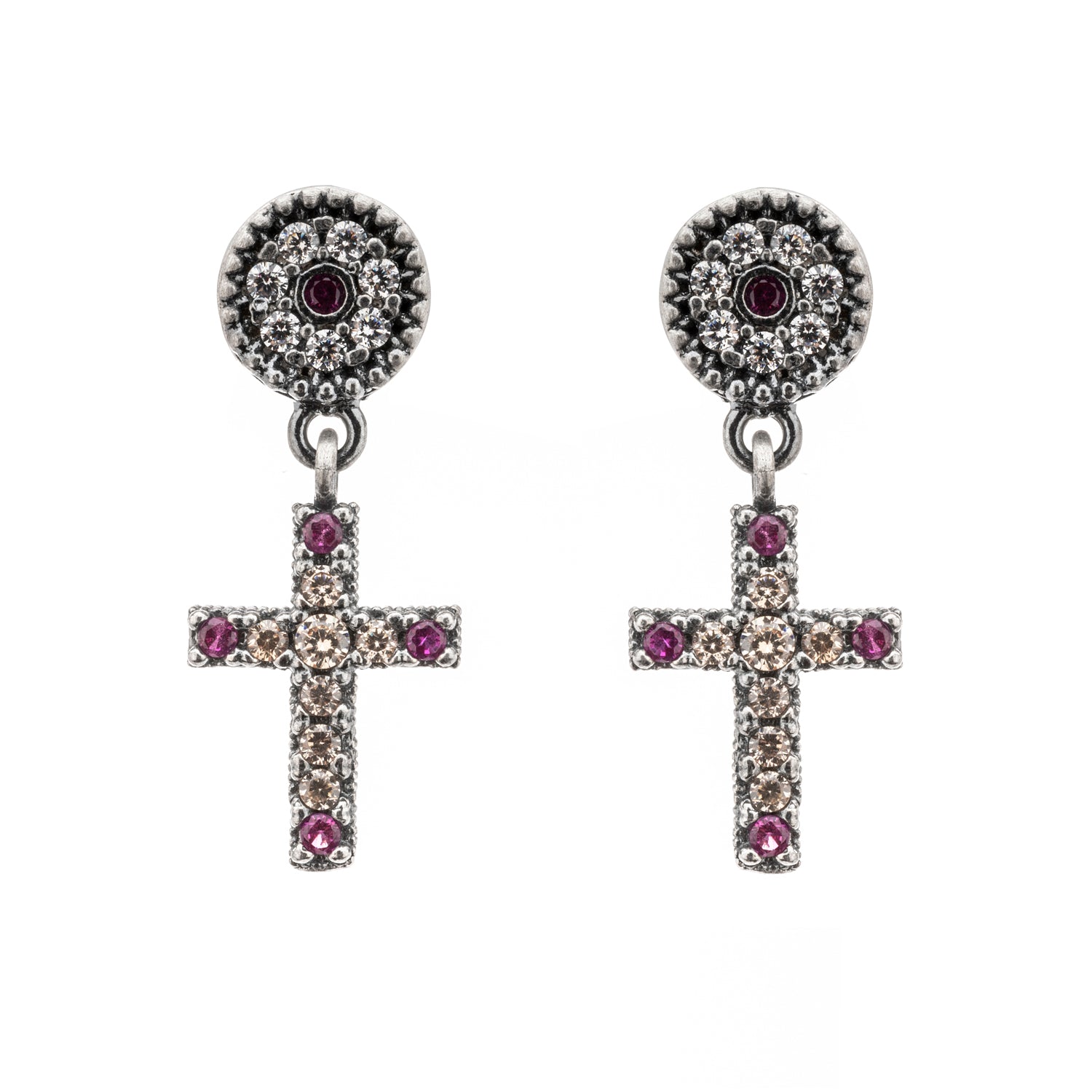 Pendientes Plata Cruz