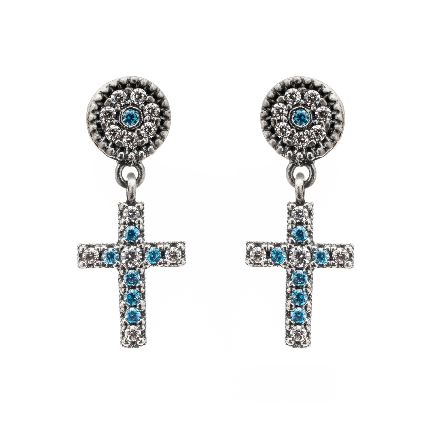 Pendientes Plata Cruz