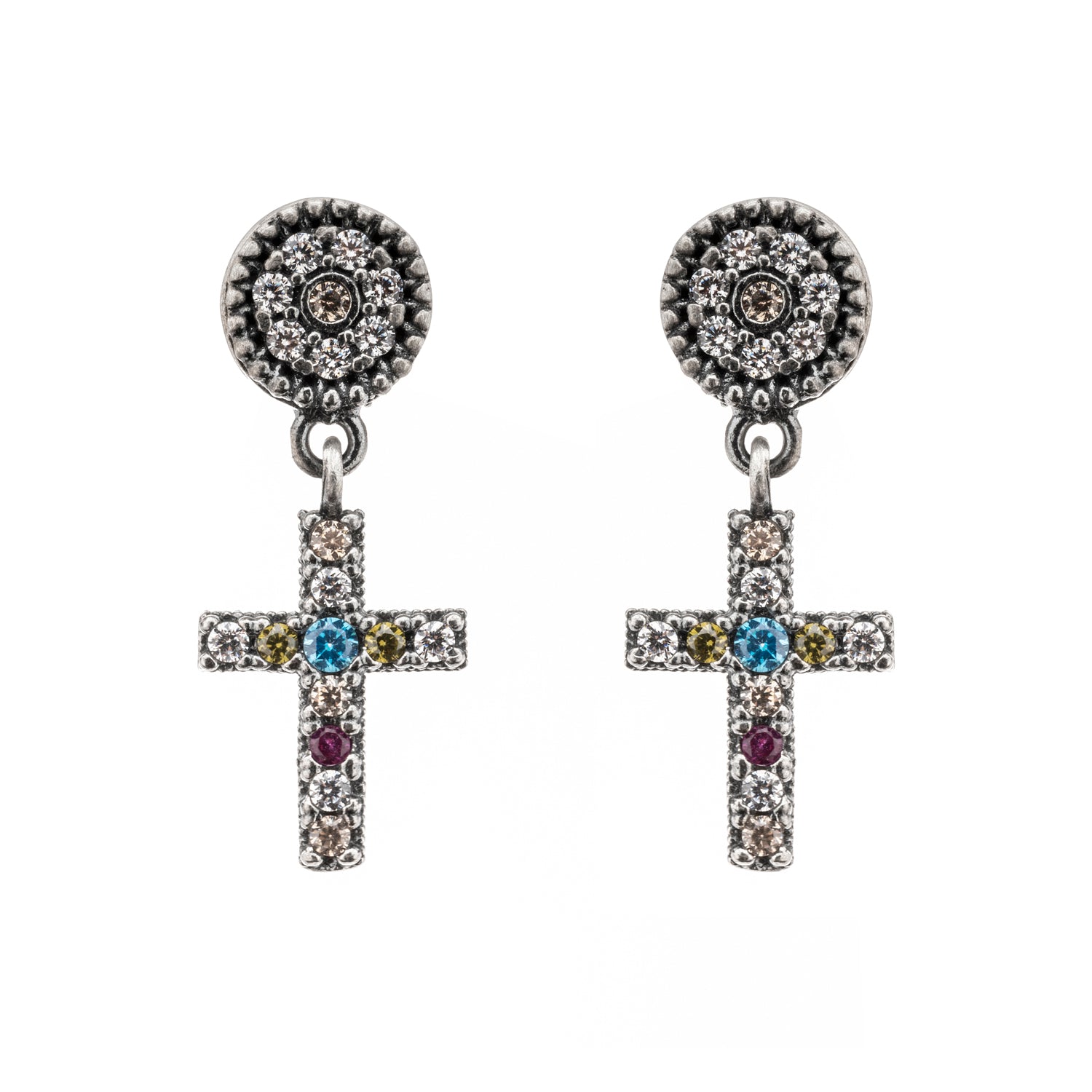 Pendientes Plata Cruz