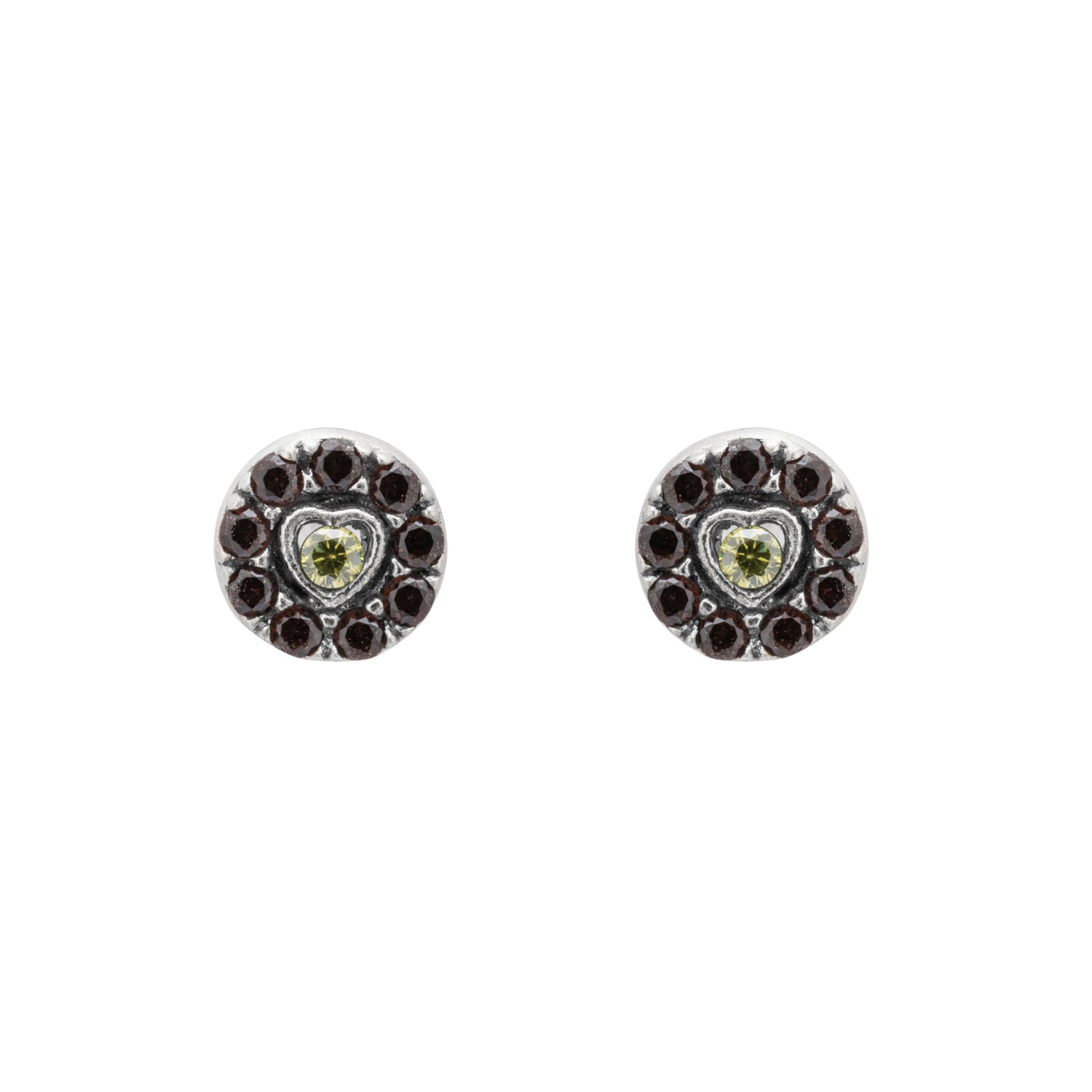 Pendientes plata botón corazón