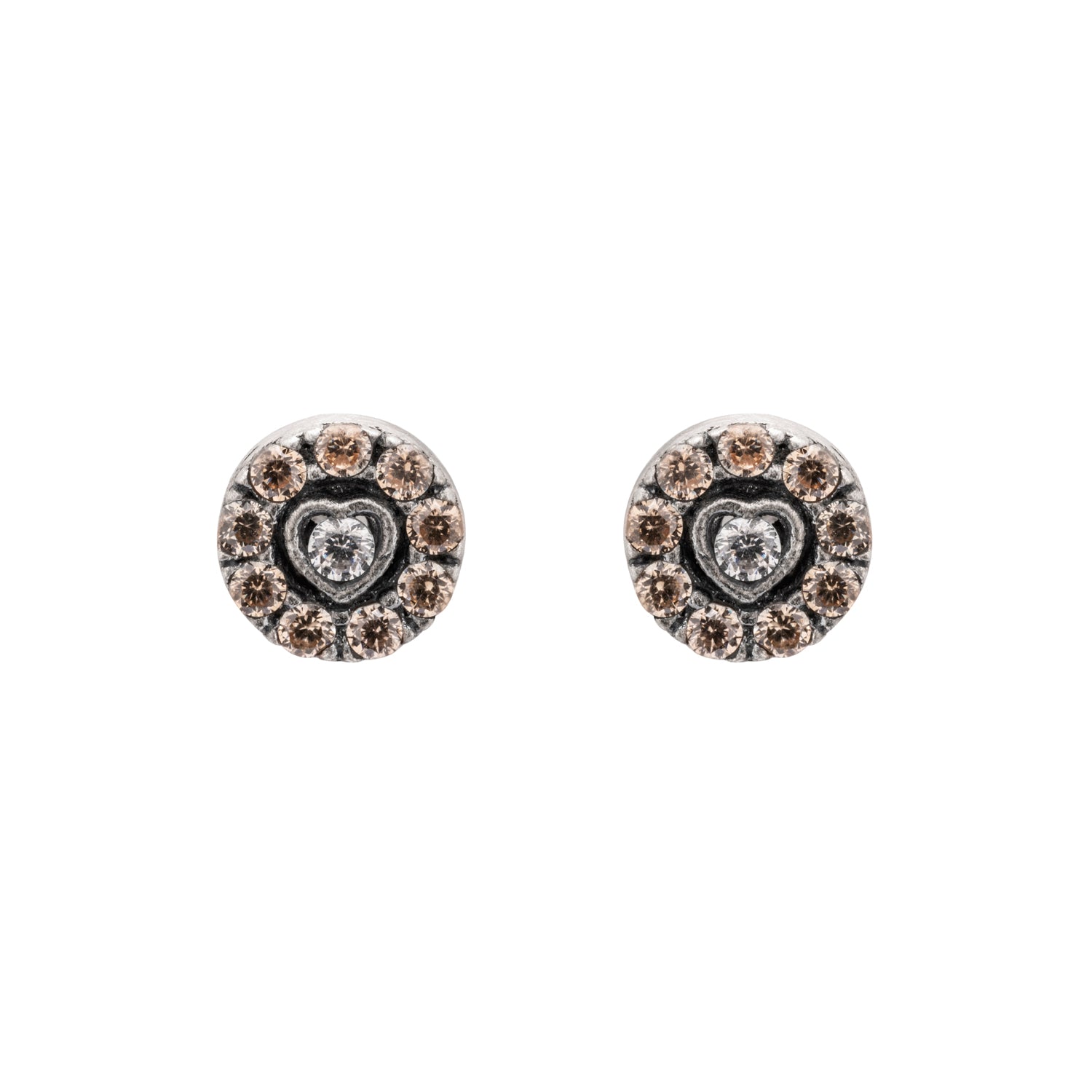 Pendientes plata botón corazón