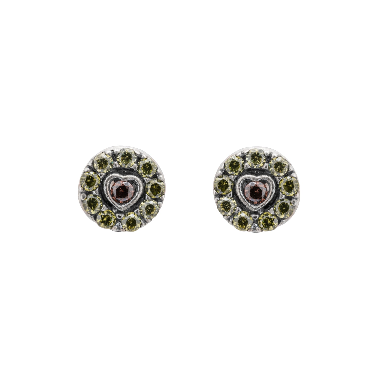 Pendientes plata botón corazón