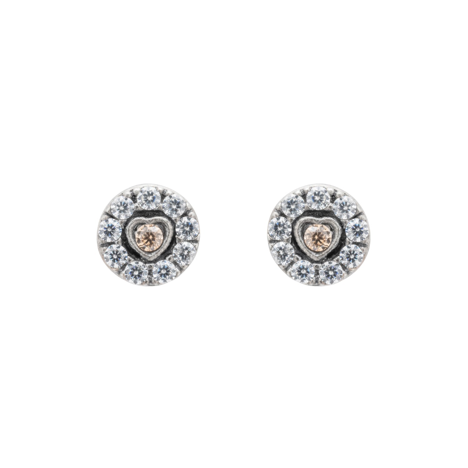 Pendientes plata botón corazón
