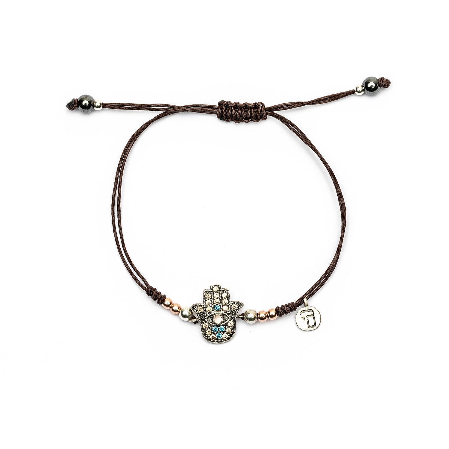 Pulsera macramé plata fátima