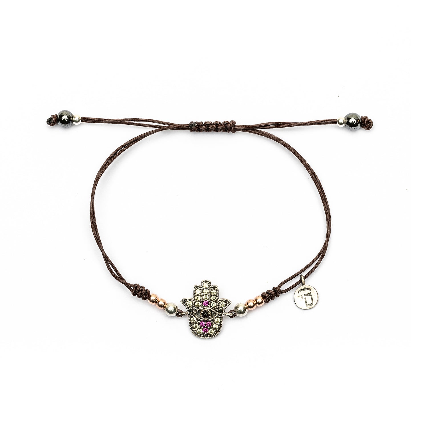 Pulsera macramé plata fátima