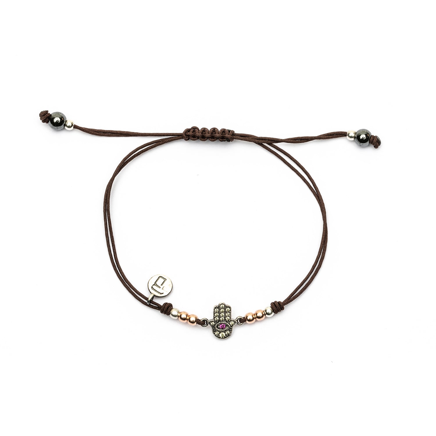 Pulsera macramé plata fátima mini