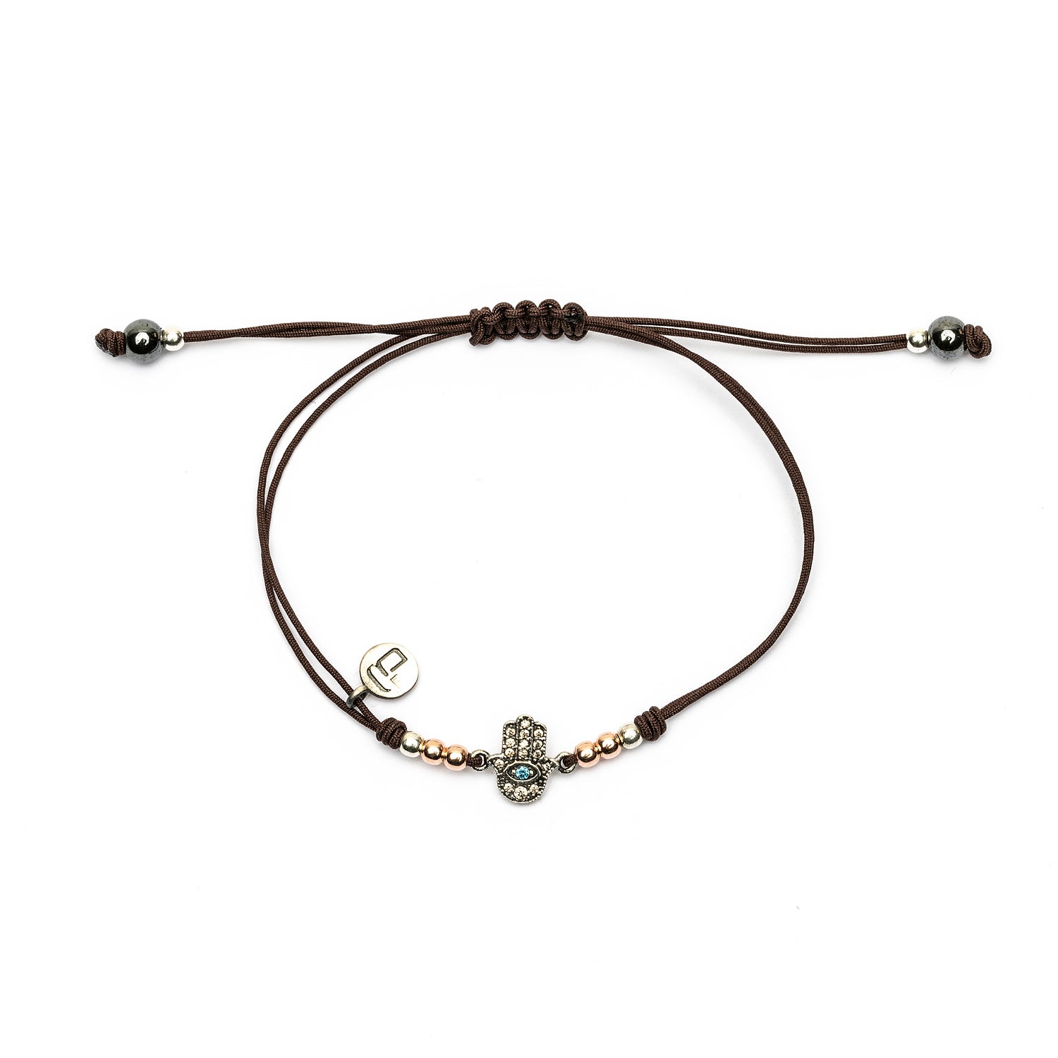 Pulsera macramé plata fátima mini