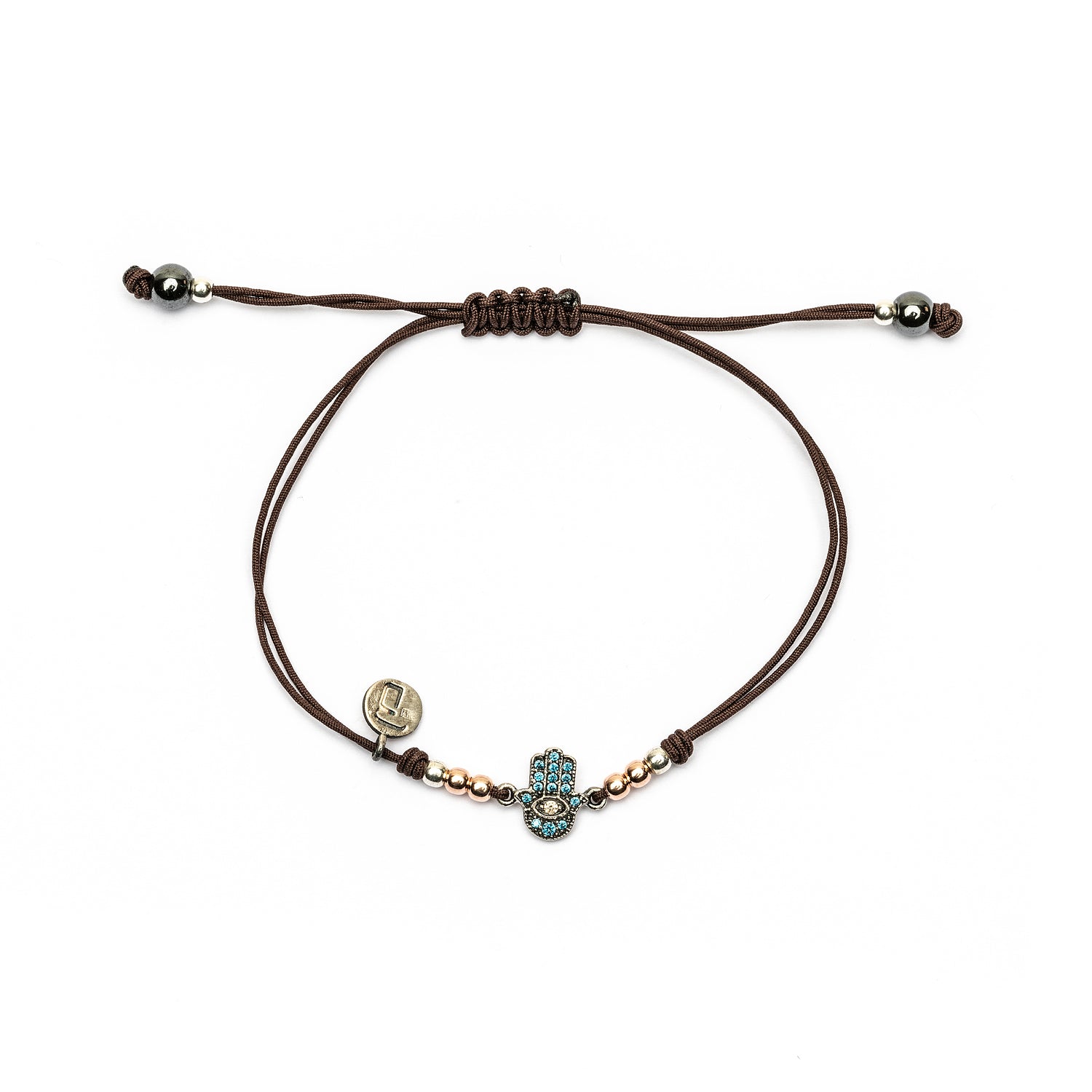 Pulsera macramé plata fátima mini