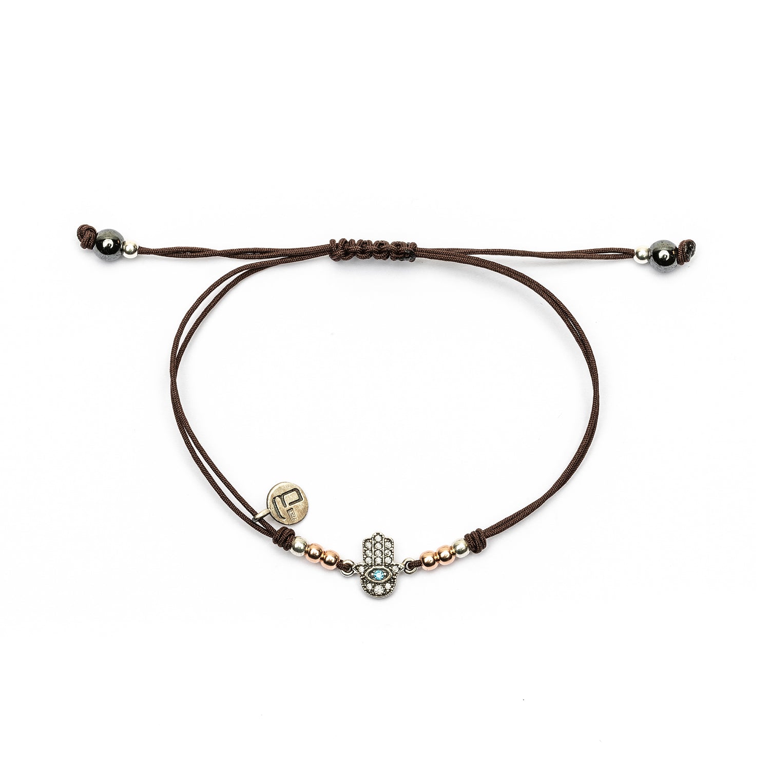 Pulsera macramé plata fátima mini