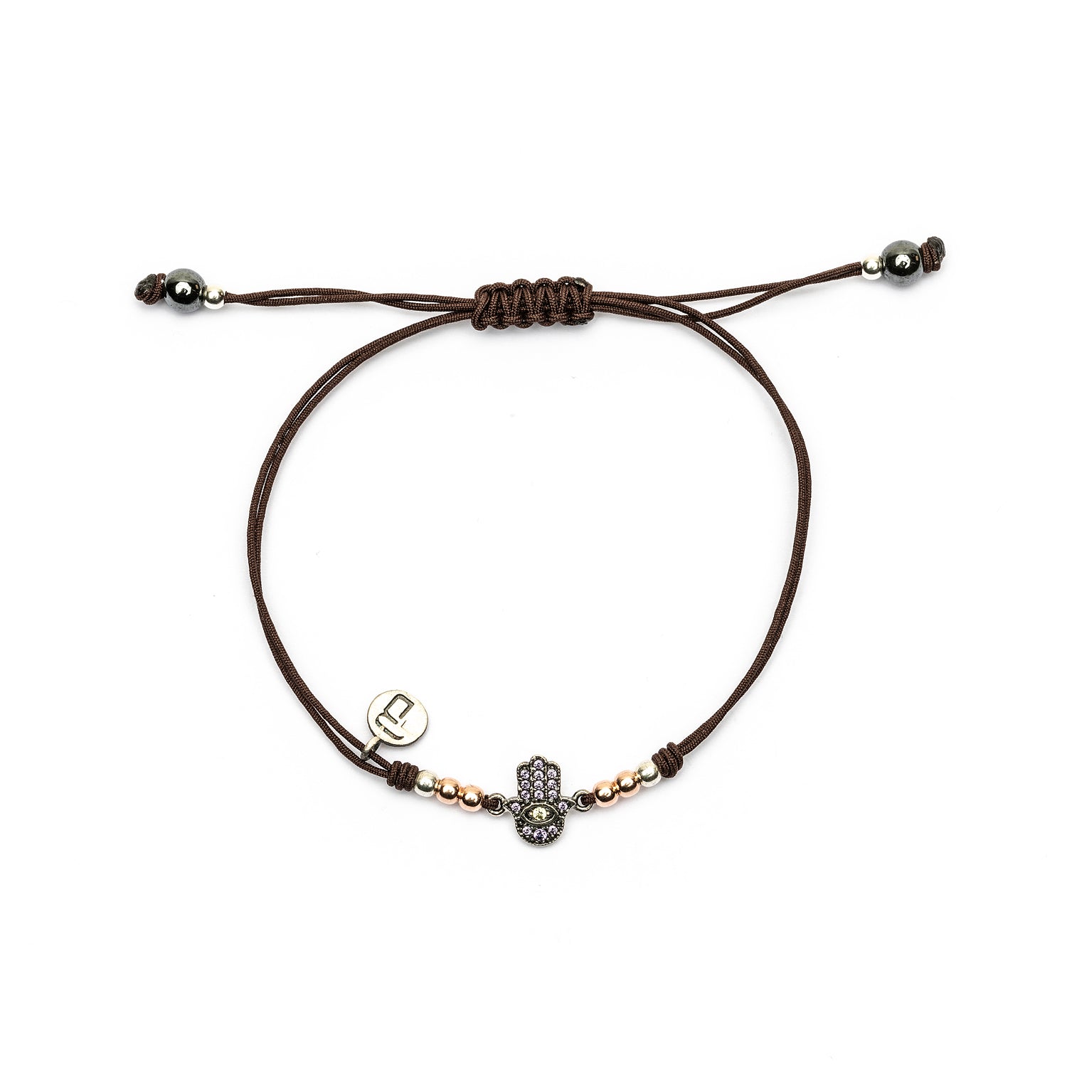 Pulsera macramé plata fátima mini
