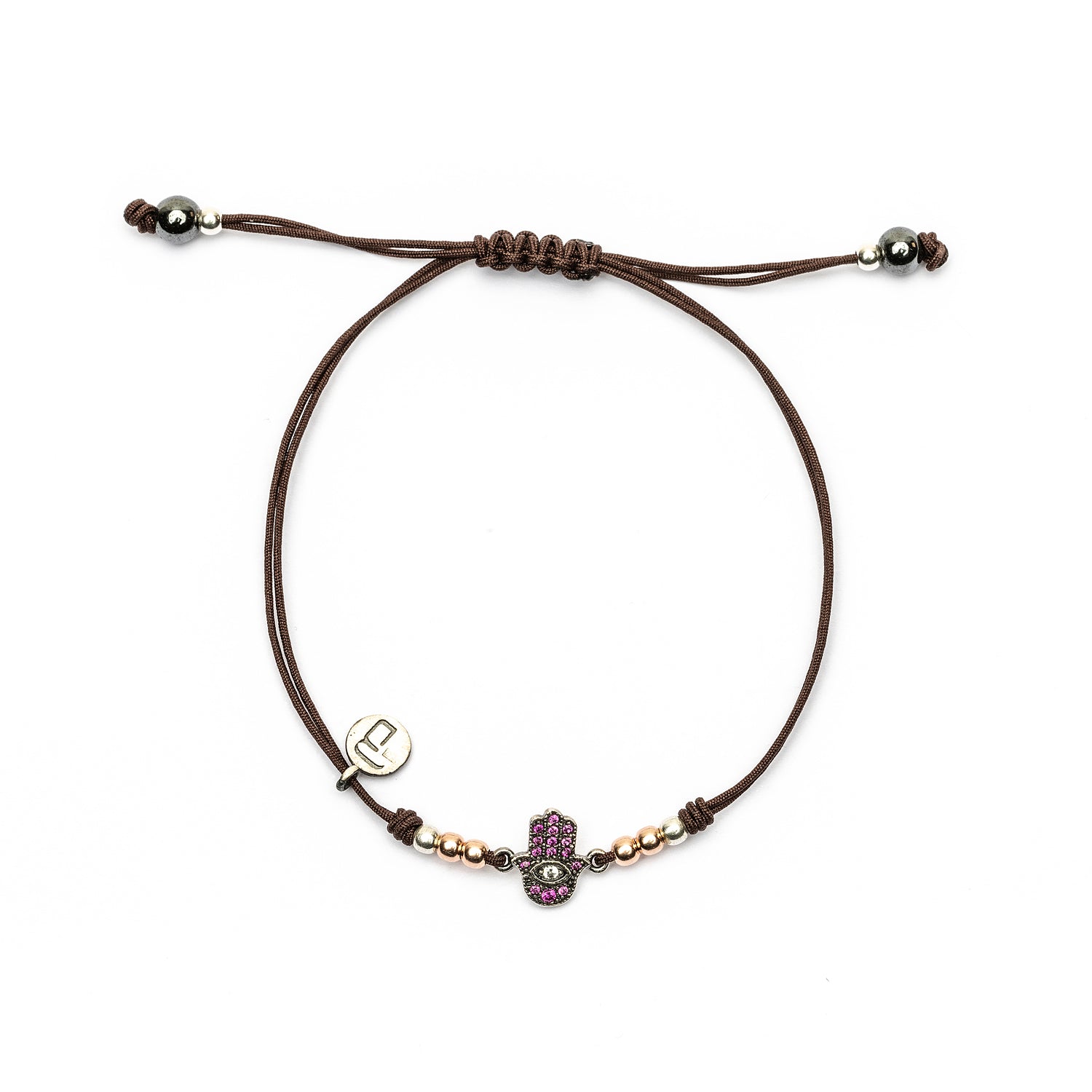 Pulsera macramé plata fátima mini
