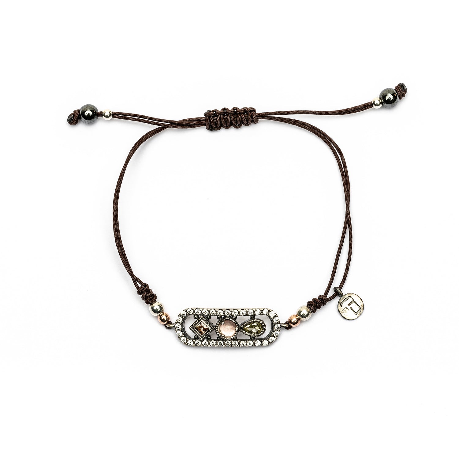 Pulsera macramé plata fátima