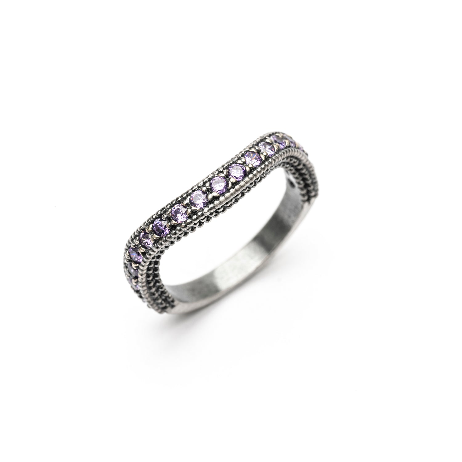 Anillo Plata Ondulado Circonitas