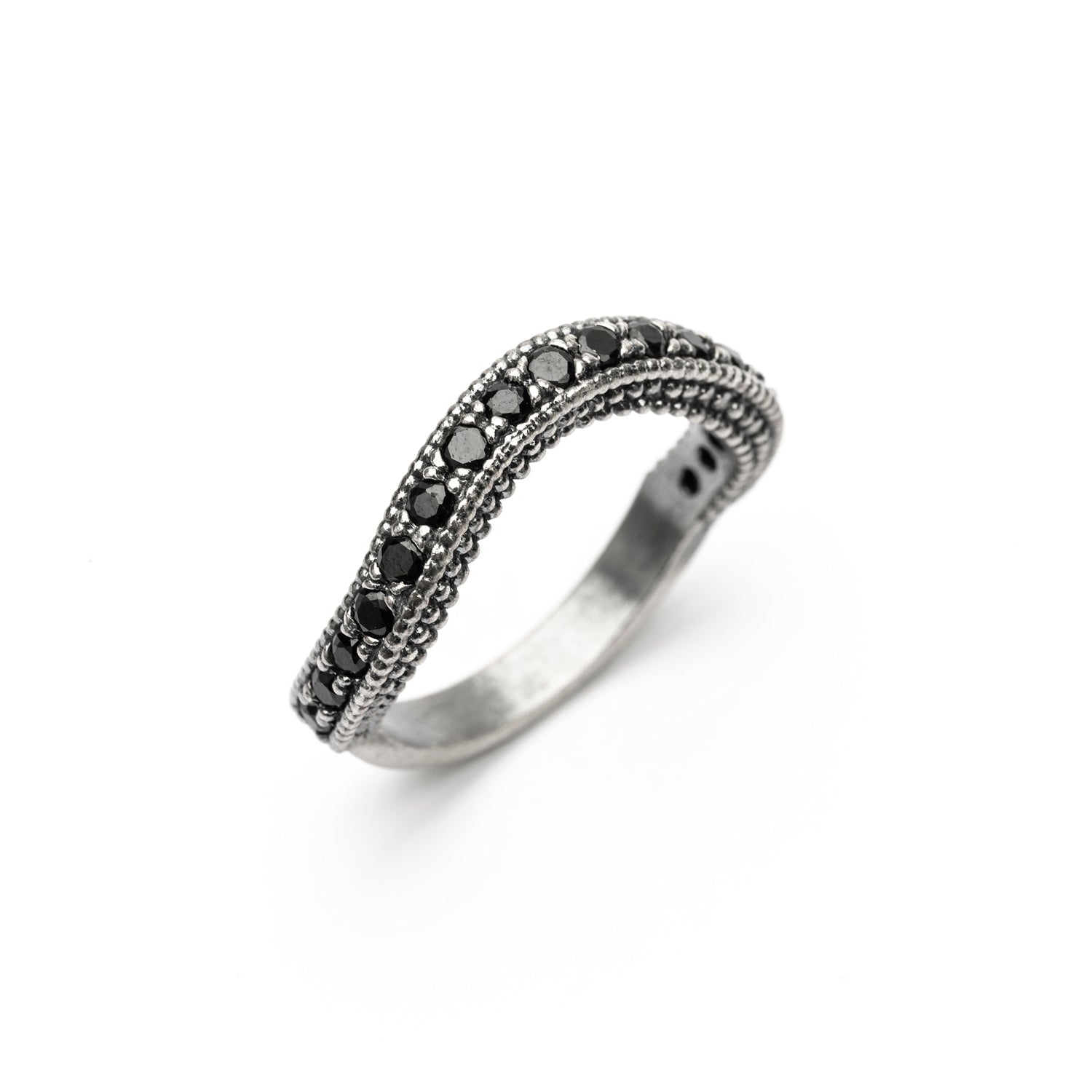 Anillo Plata Ondulado Circonitas