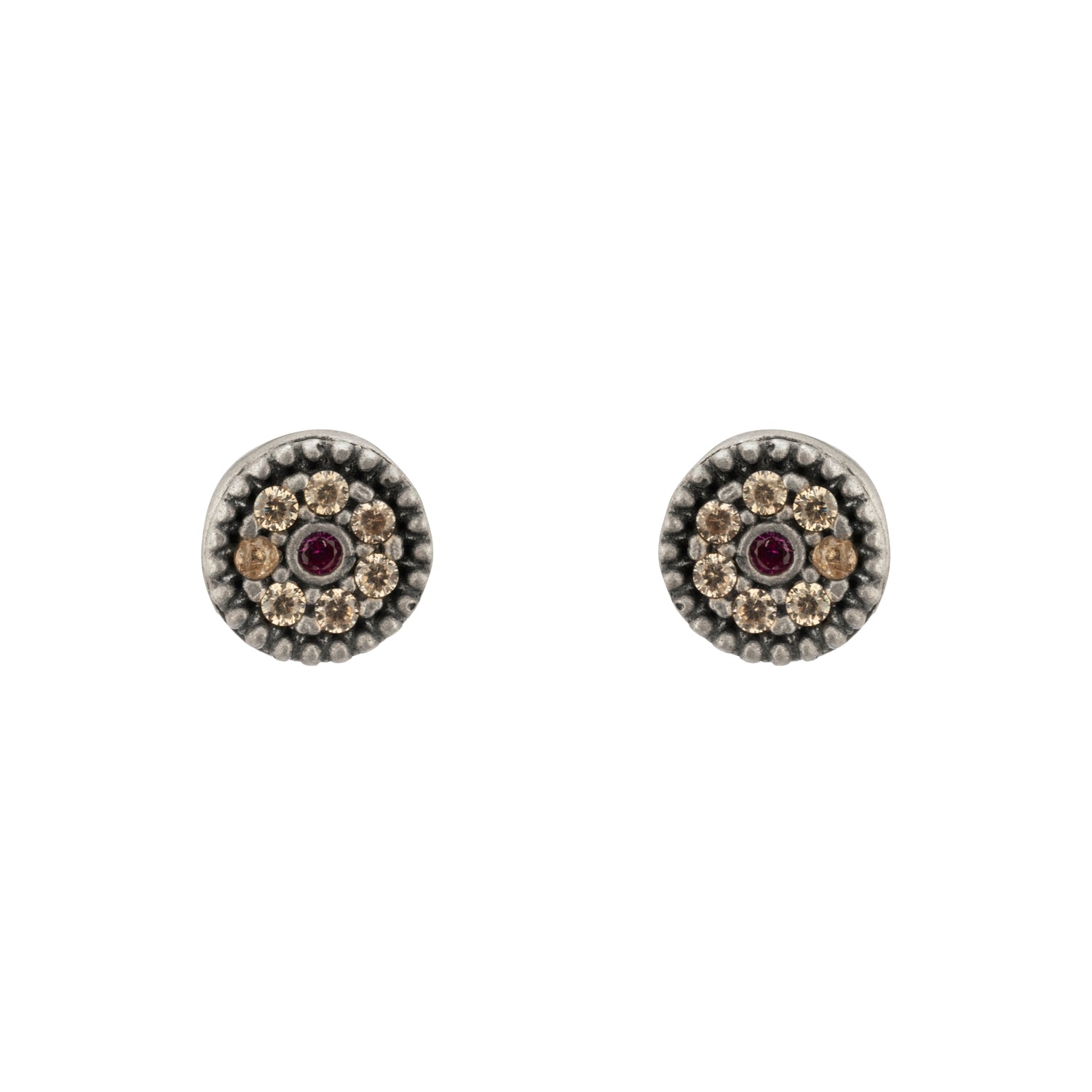Pendientes Plata Botón Mini Circonitas