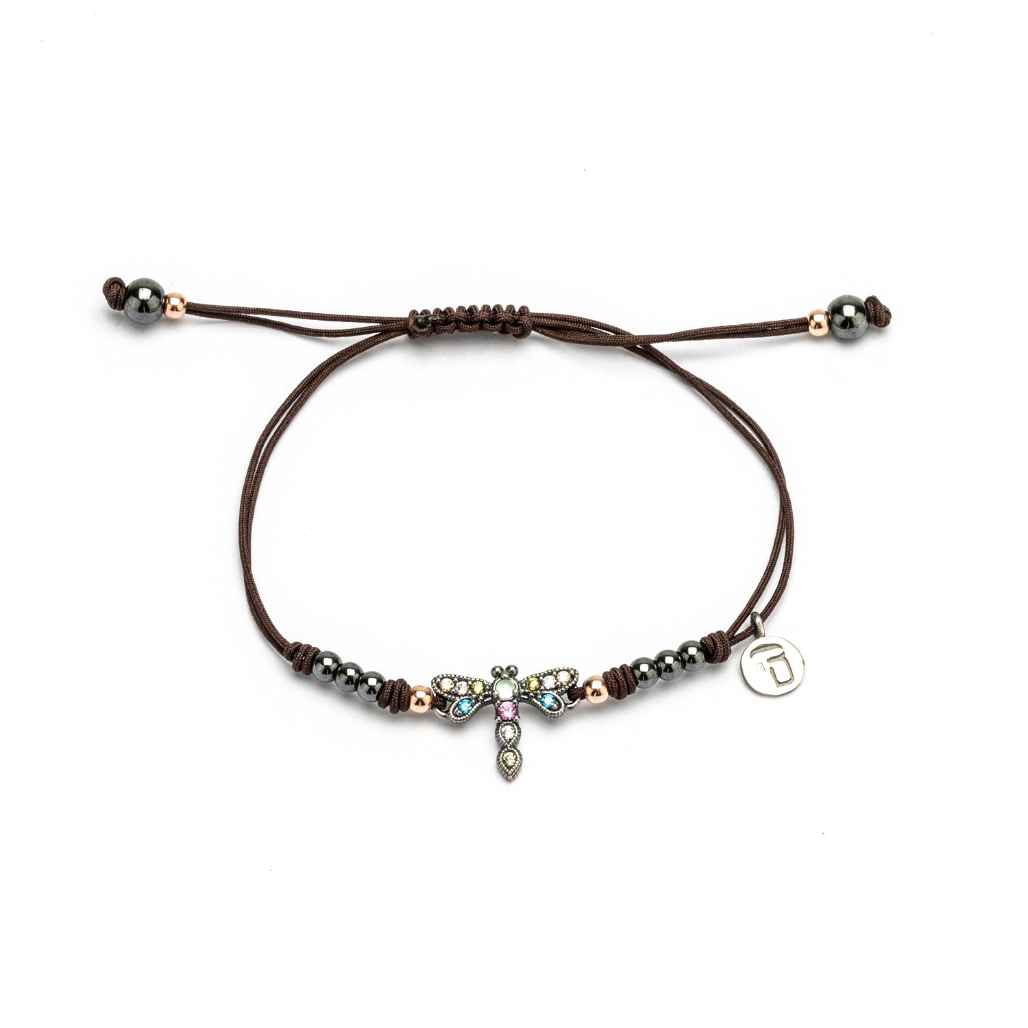 Pulsera macramé plata libélula mini