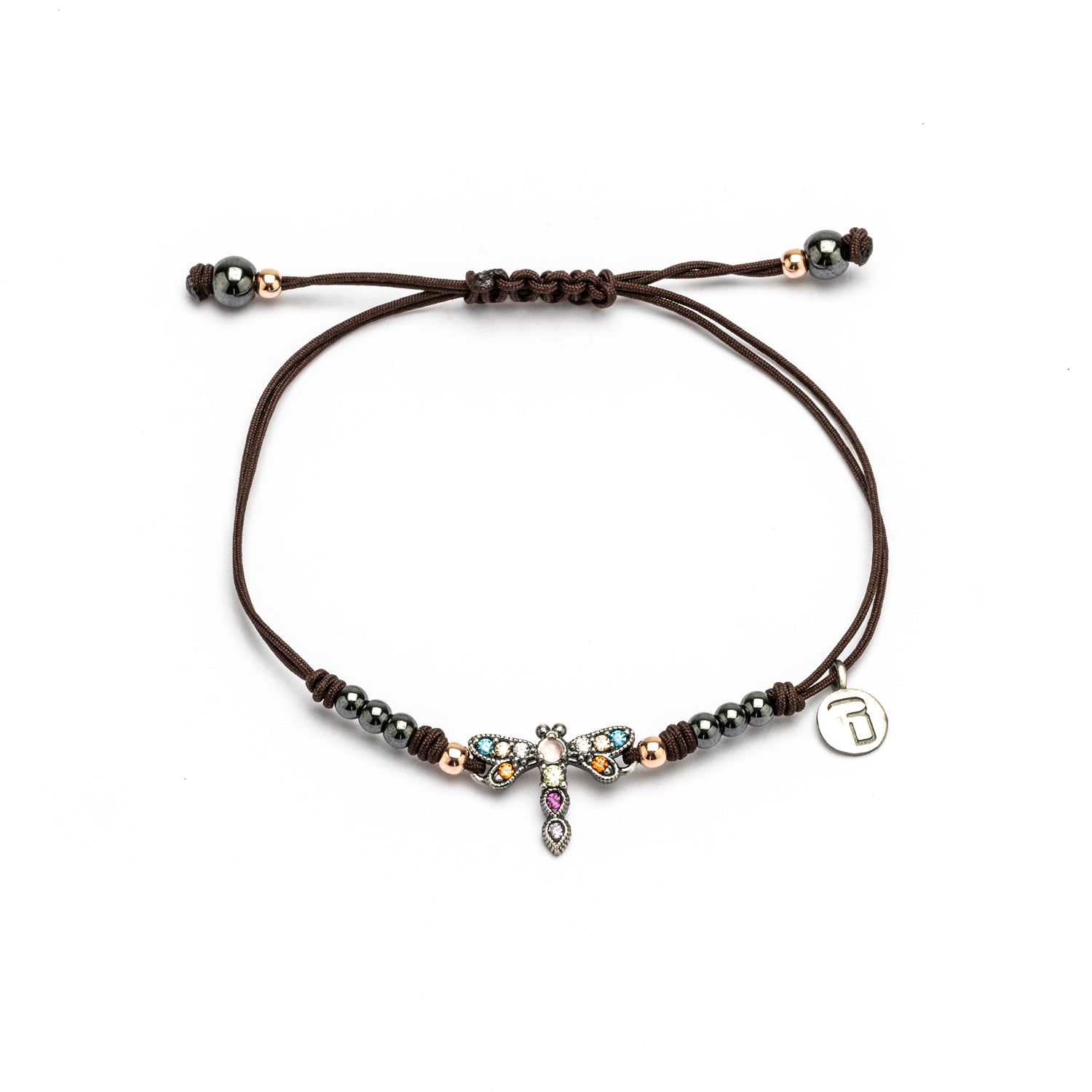 Pulsera macramé plata libélula mini