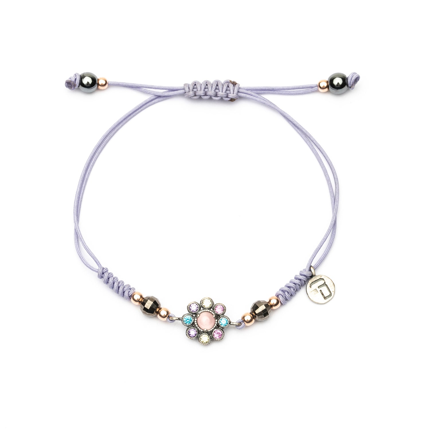 Pulsera Plata Macramé Flor