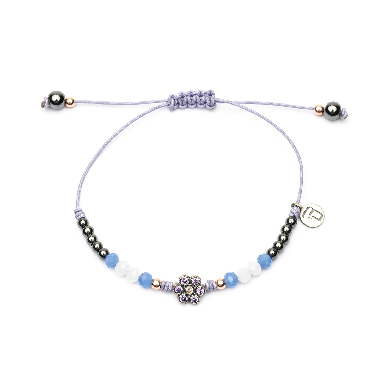 Pulsera Plata Macramé Flor Pequeña