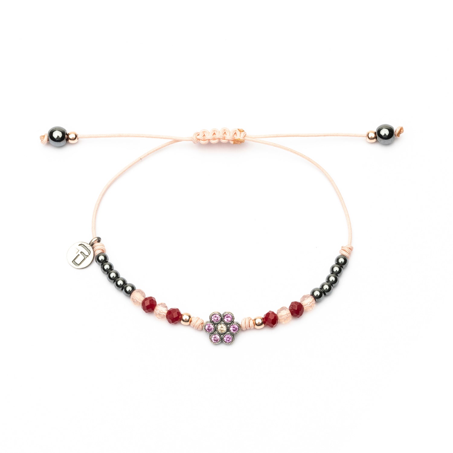 Pulsera Plata Macramé Flor Pequeña