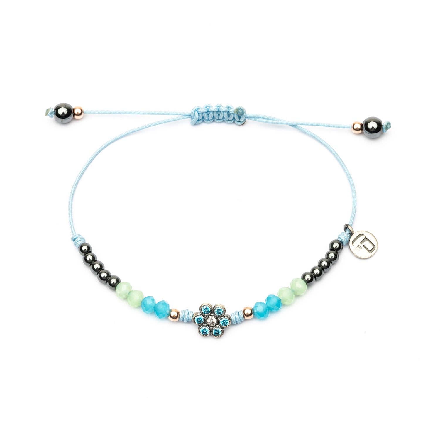 Pulsera Plata Macramé Flor Pequeña