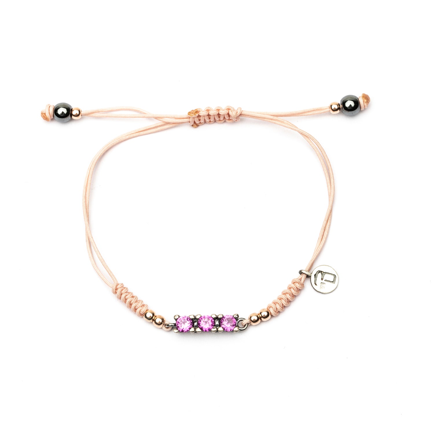 Pulsera Plata Macramé Tres Circonitas