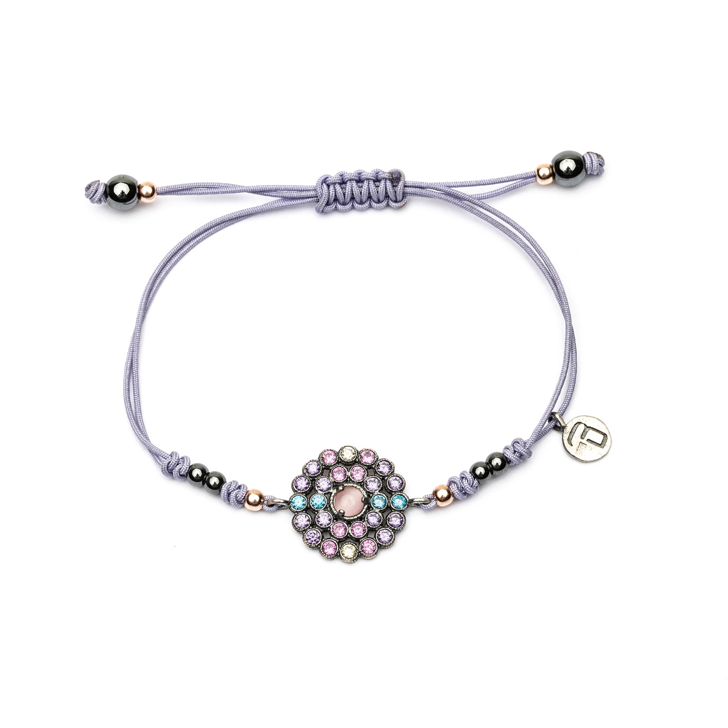 Pulsera Plata Macramé Circulo