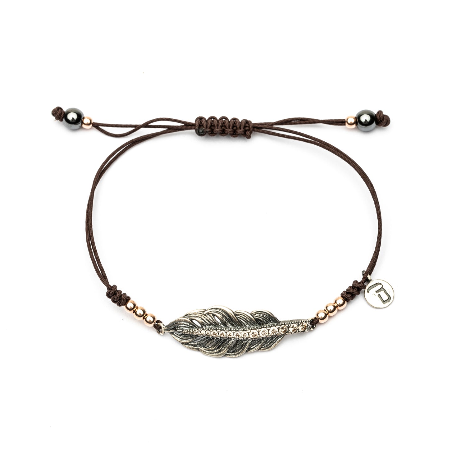 Pulsera Plata Macramé Pluma Circonitas Cava