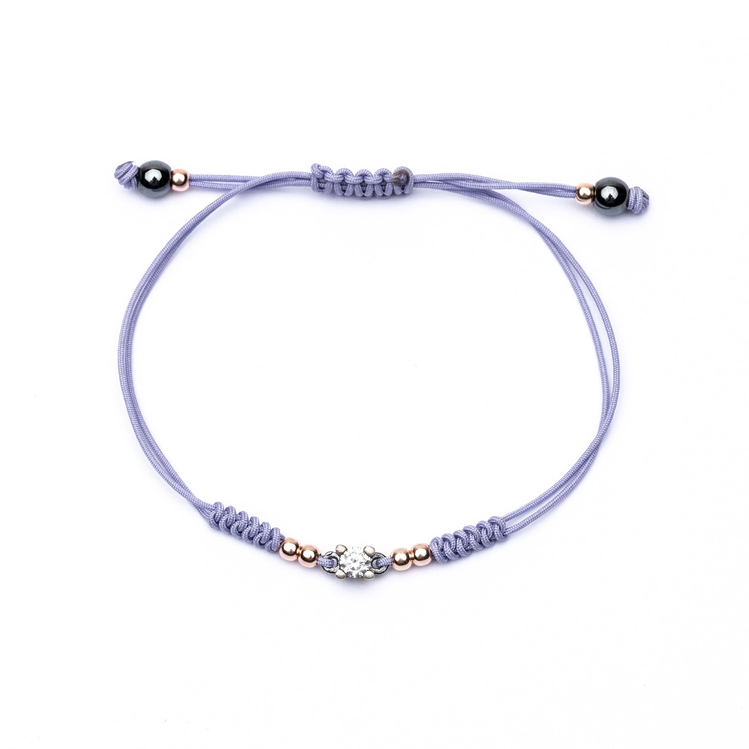 Pulsera Plata Macramé Grapas Circonita