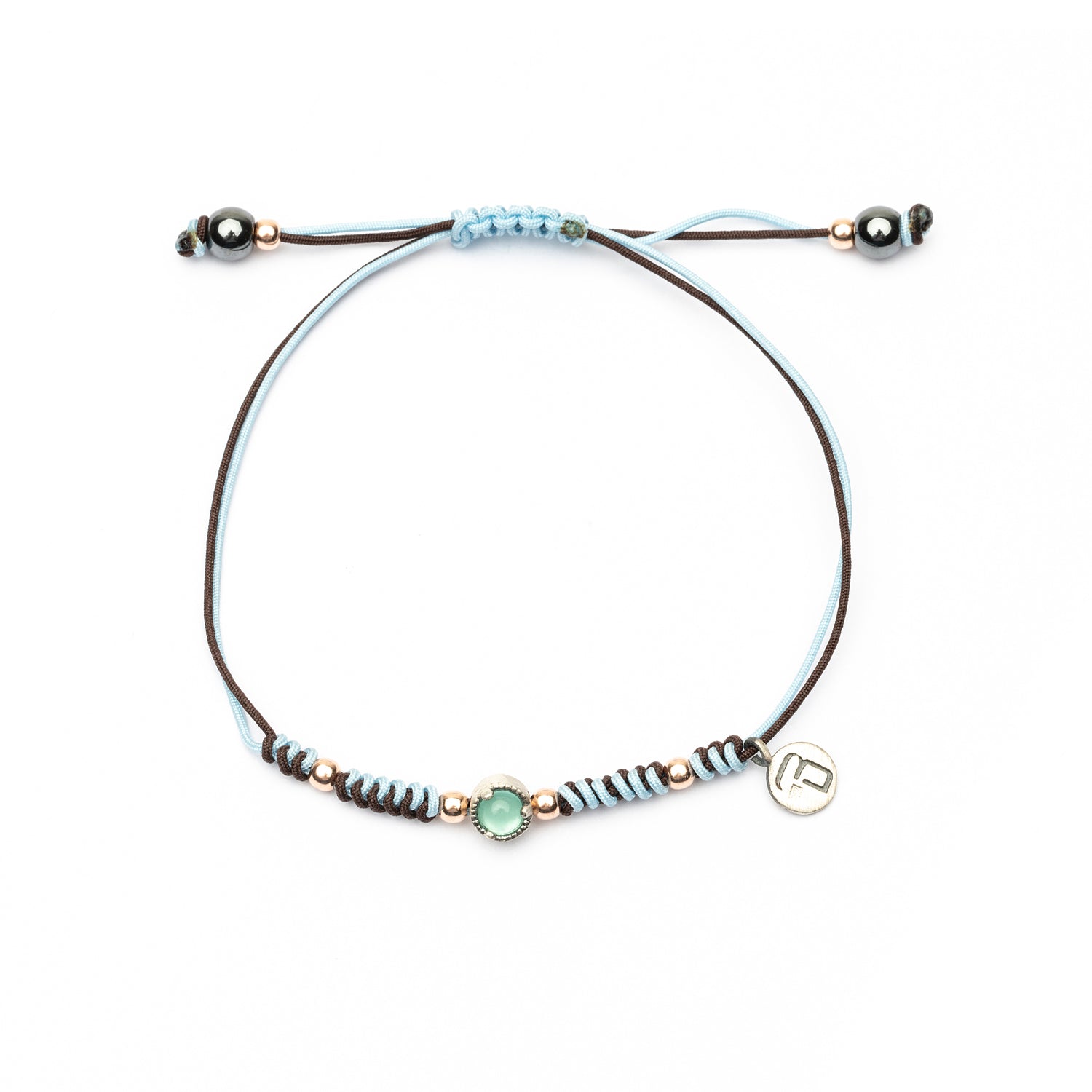 Pulsera Plata Macramé Dos Colores