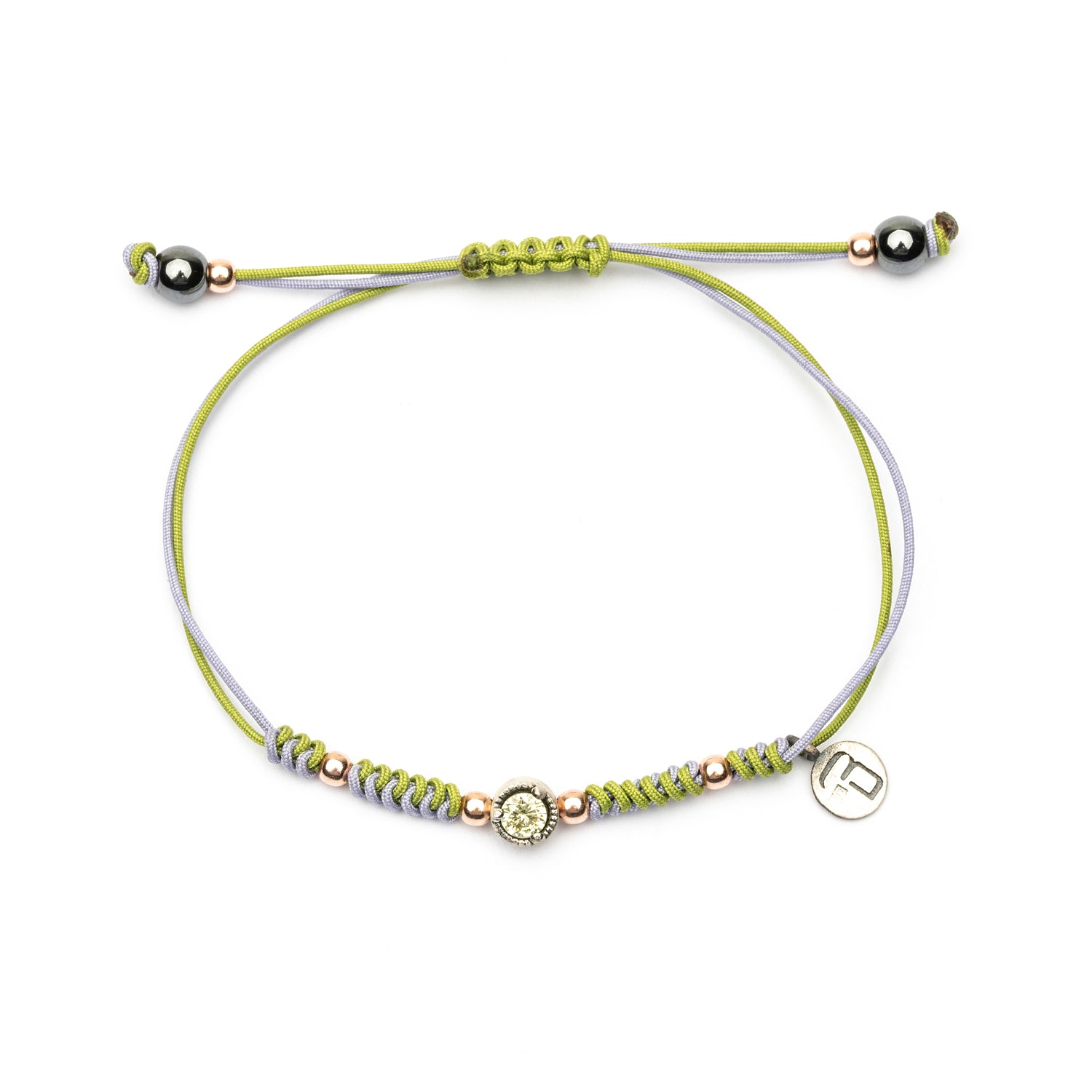 Pulsera Plata Macramé Dos Colores