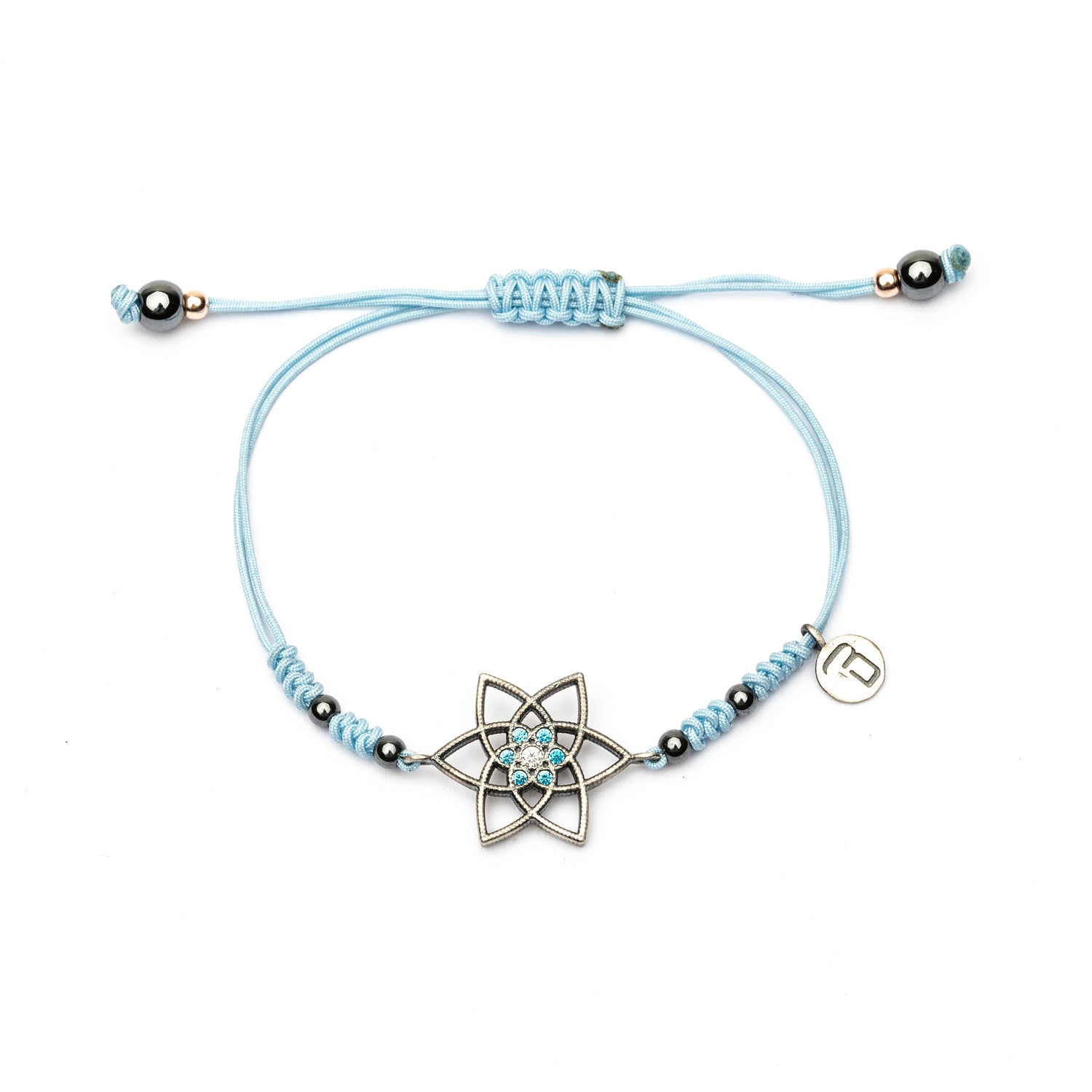 Pulsera Plata Macramé Estrella Grande