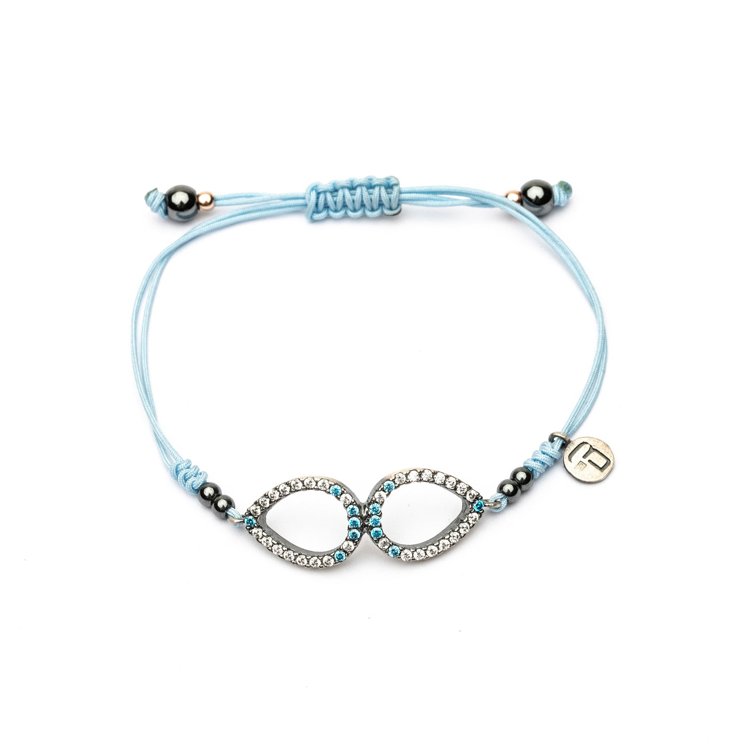 Pulsera Plata Macramé Doble Gota
